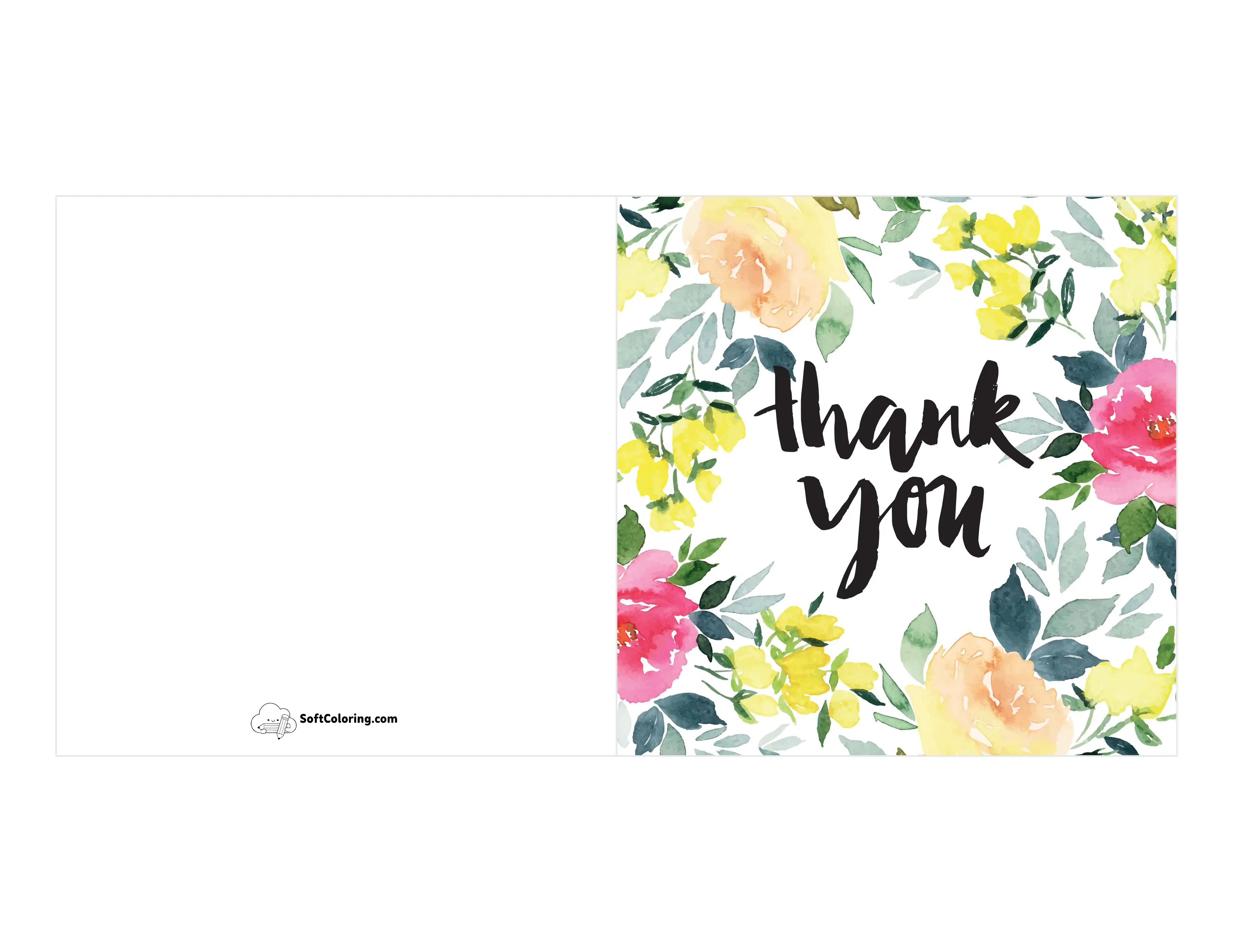 Watercolor "Thank You" Card To Print