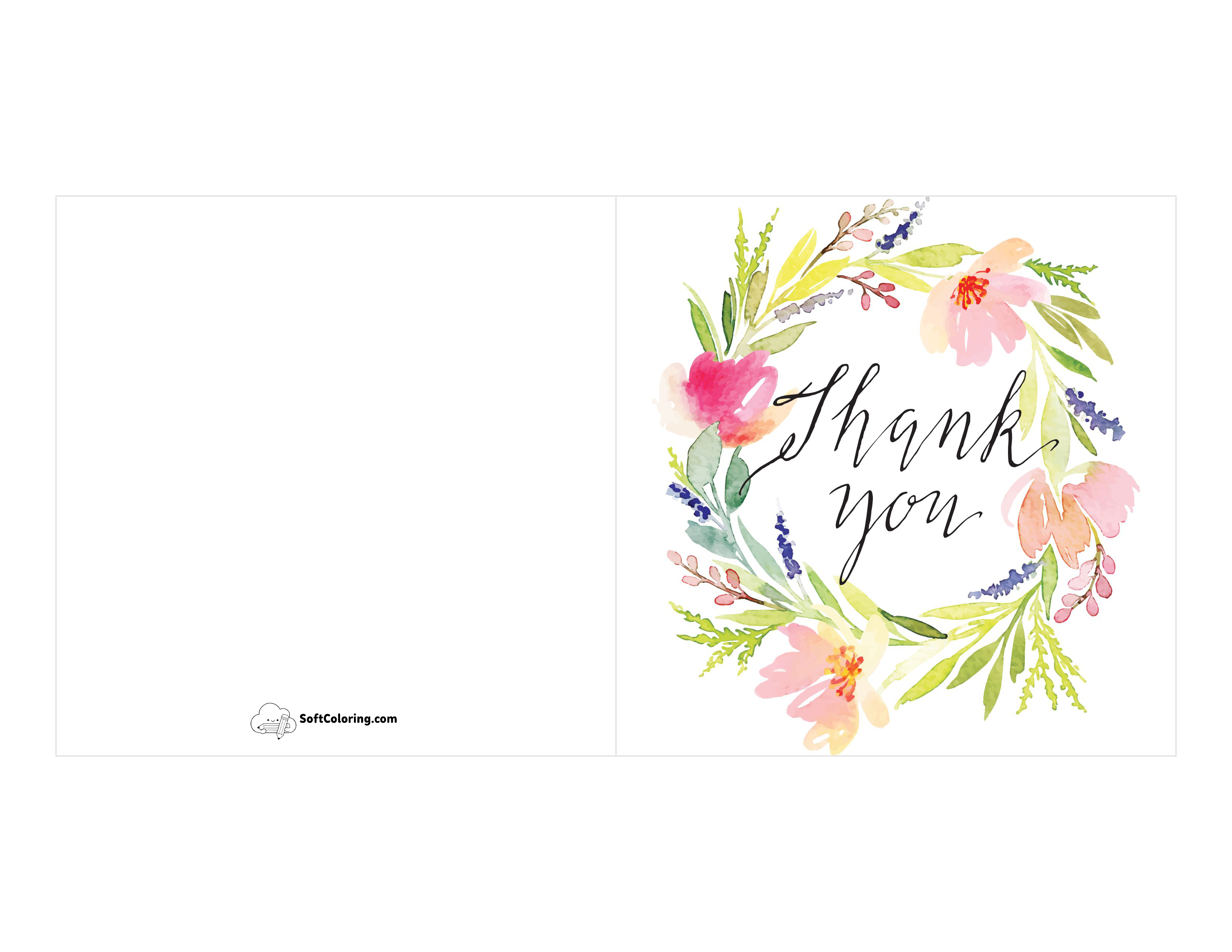 Beautiful Flower Wreath "Thank You" Note Card