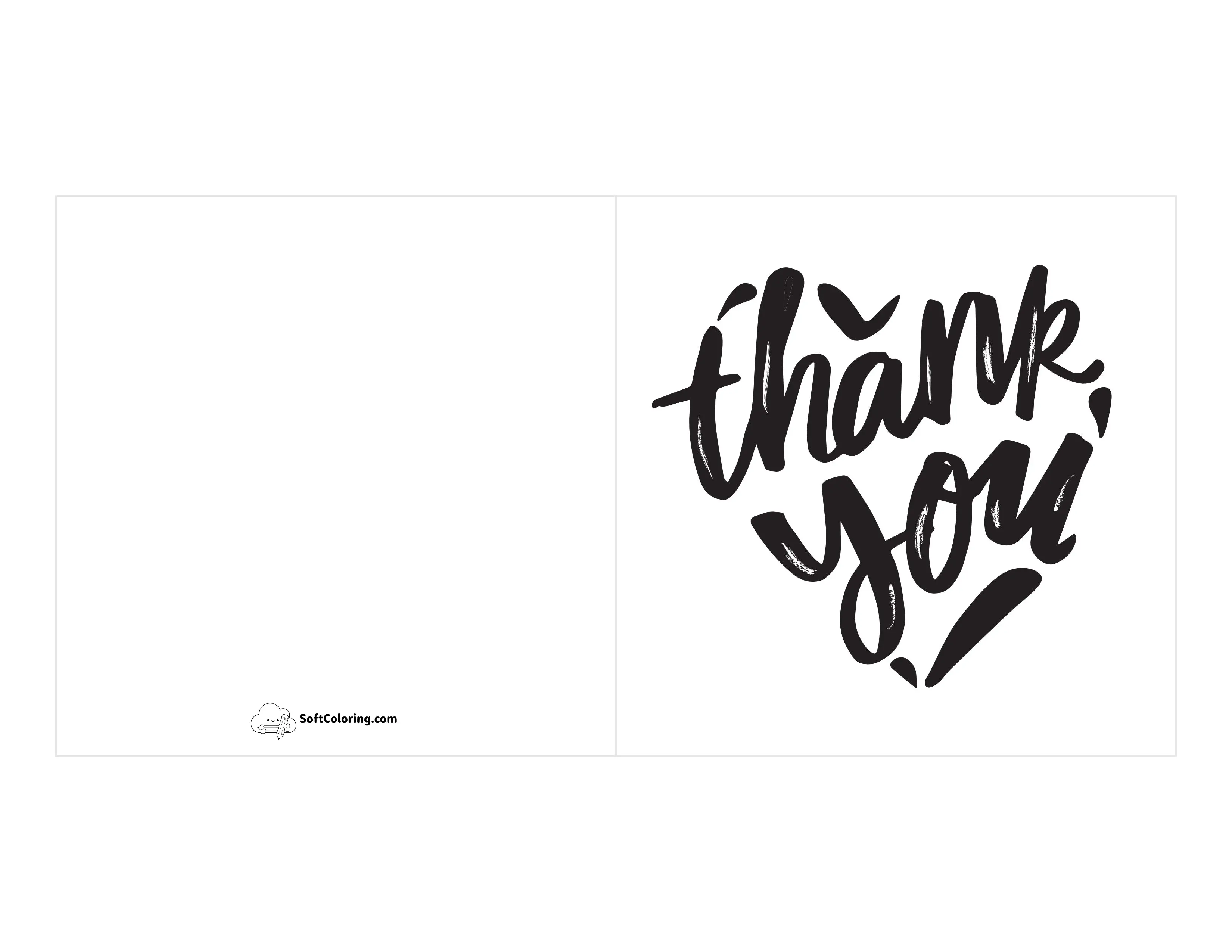 Black And White Heart "Thank You" Card To Print