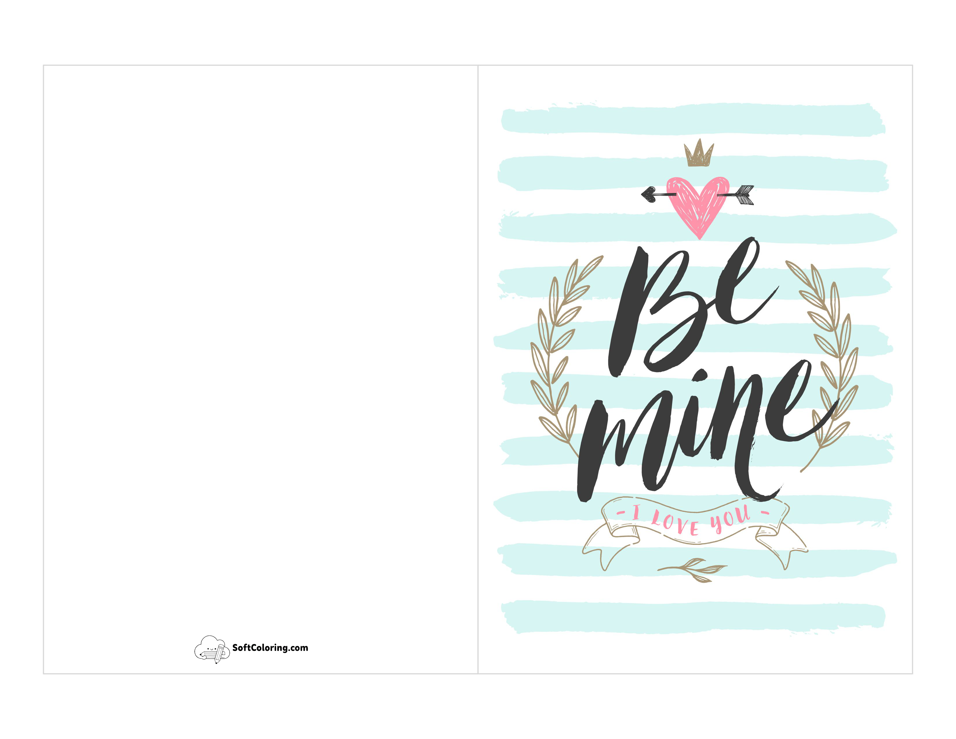 "Be Mine, I Love You" Printable Valentine Card