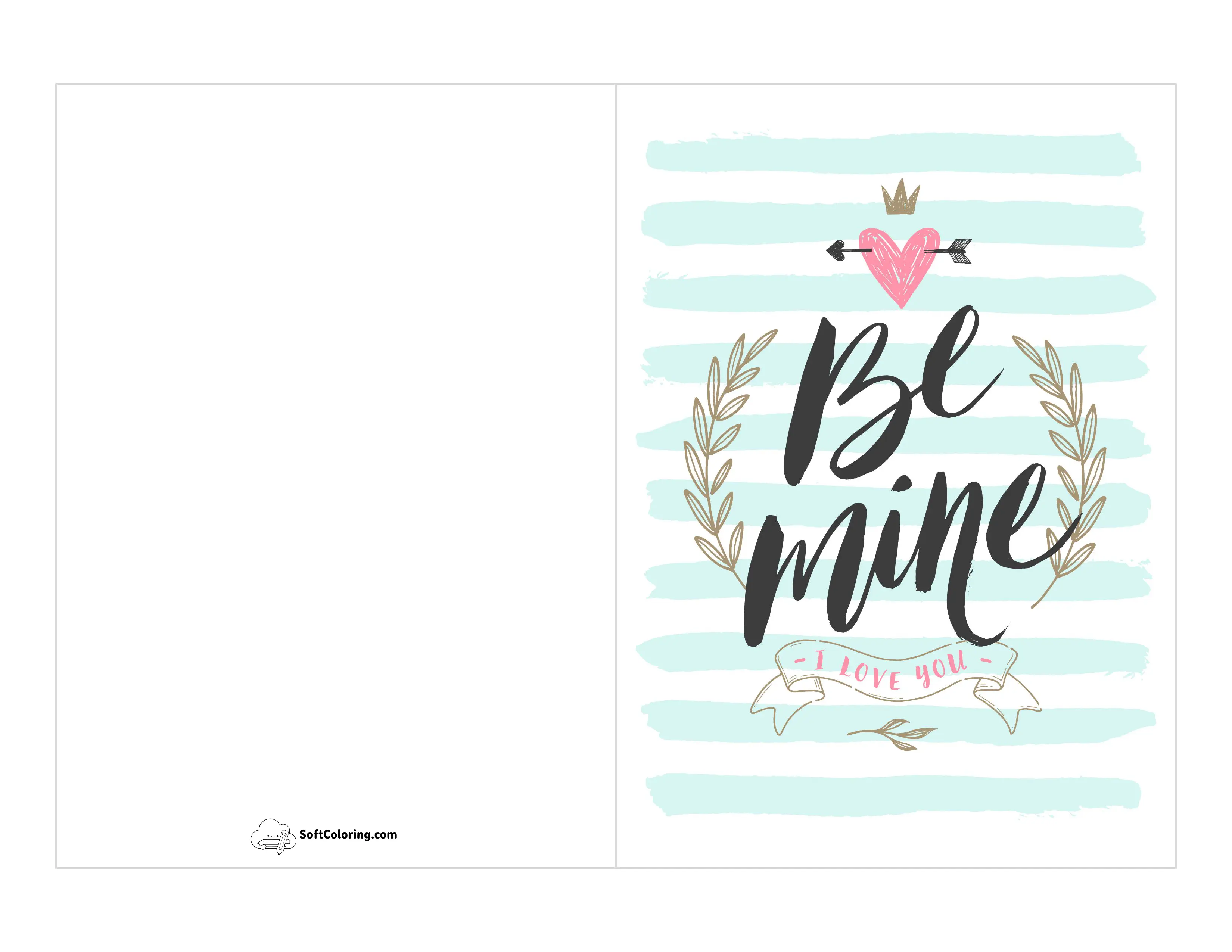 "Be Mine, I Love You" Printable Valentine Card