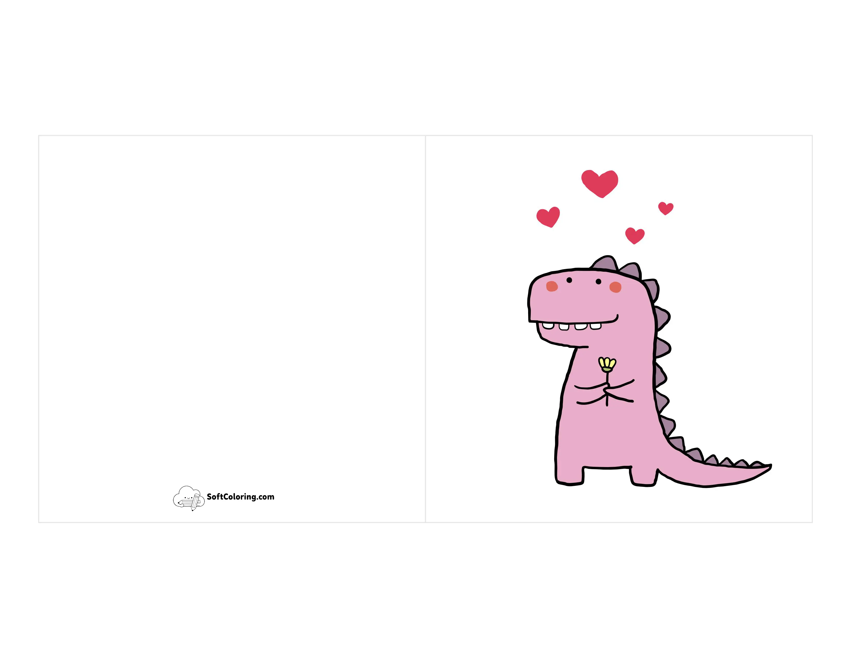 Cute Dinosaur Valentine's Day Card For Kids