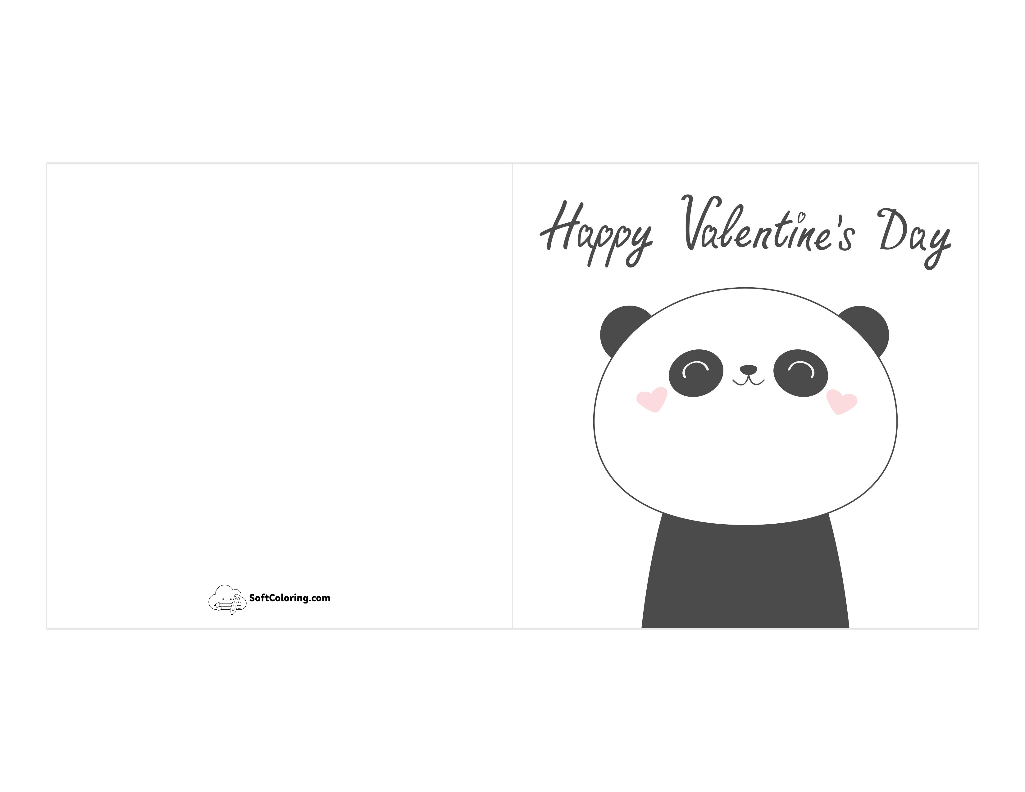"Happy Valentine's Day" Cute Panda Printable Card