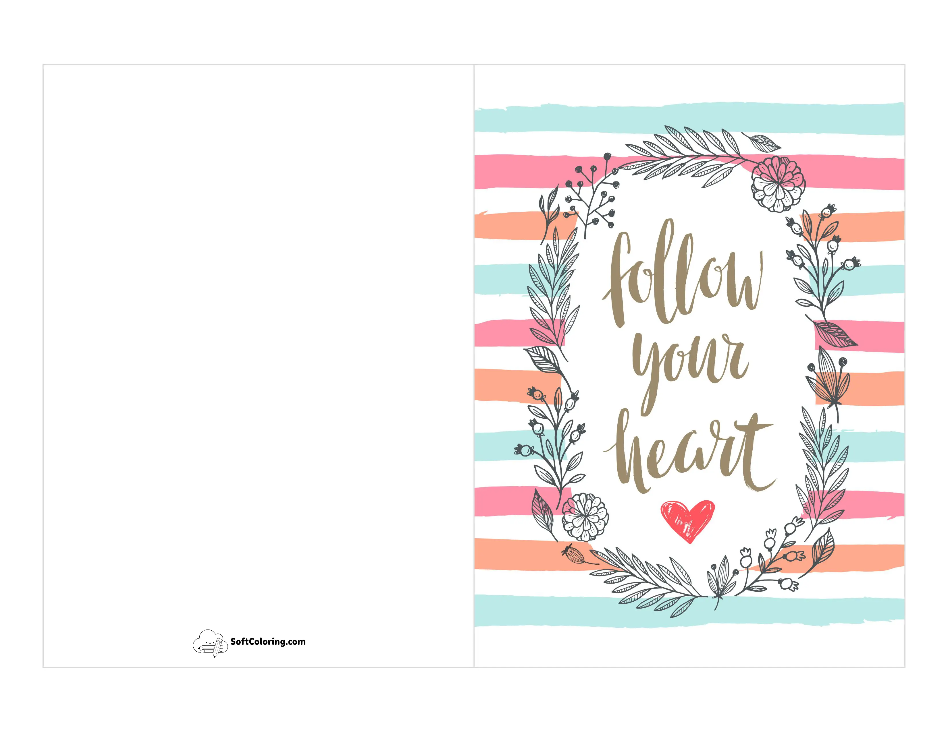 "Follow Your Heart" Colorful Printable Card