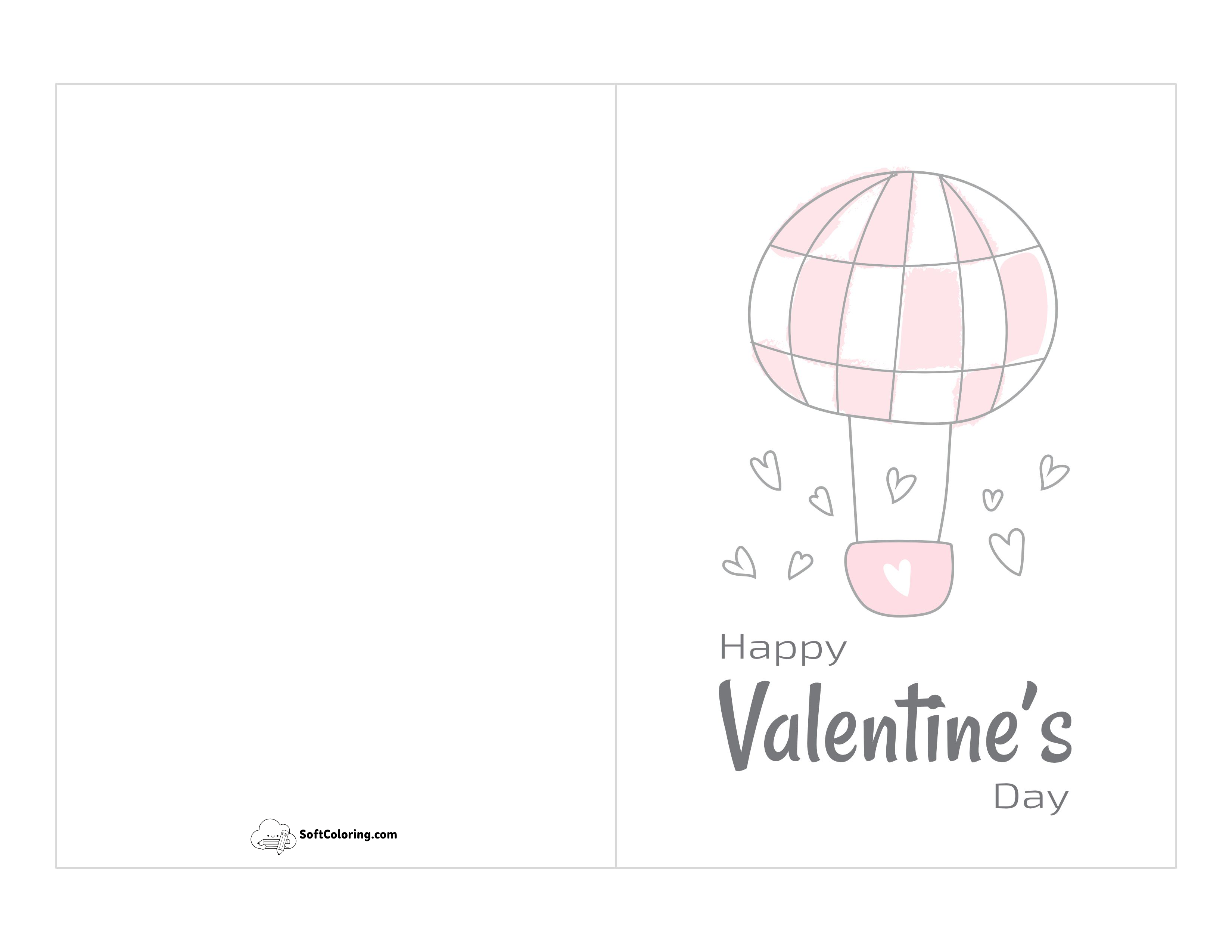 "Happy Valentine's Day" Love Heart Balloon Card