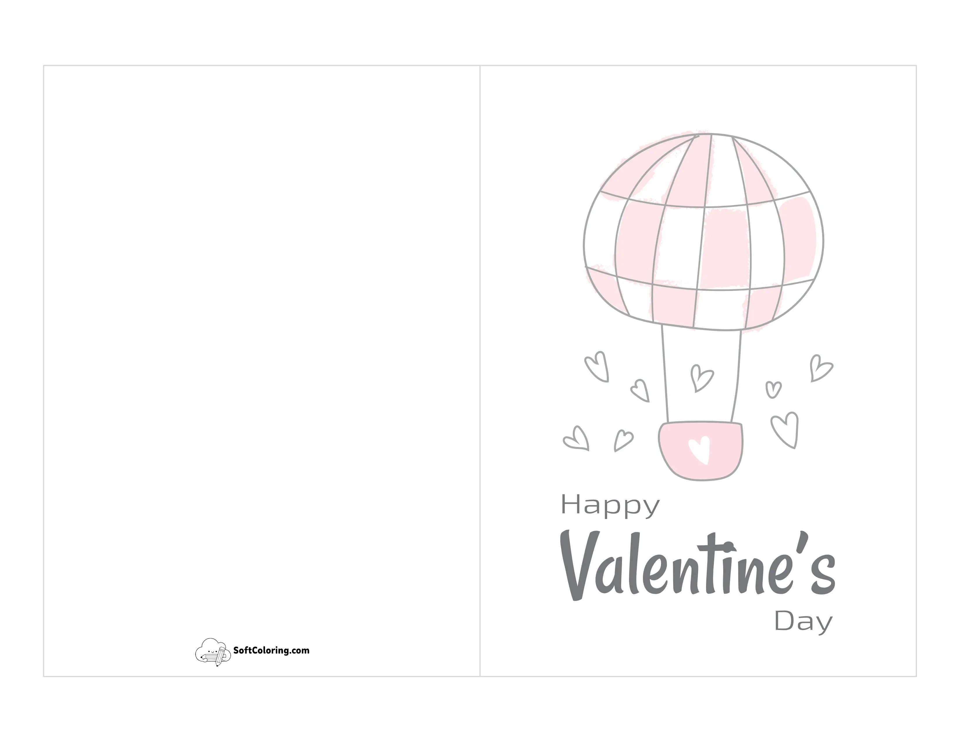 "Happy Valentine's Day" Love Heart Balloon Card