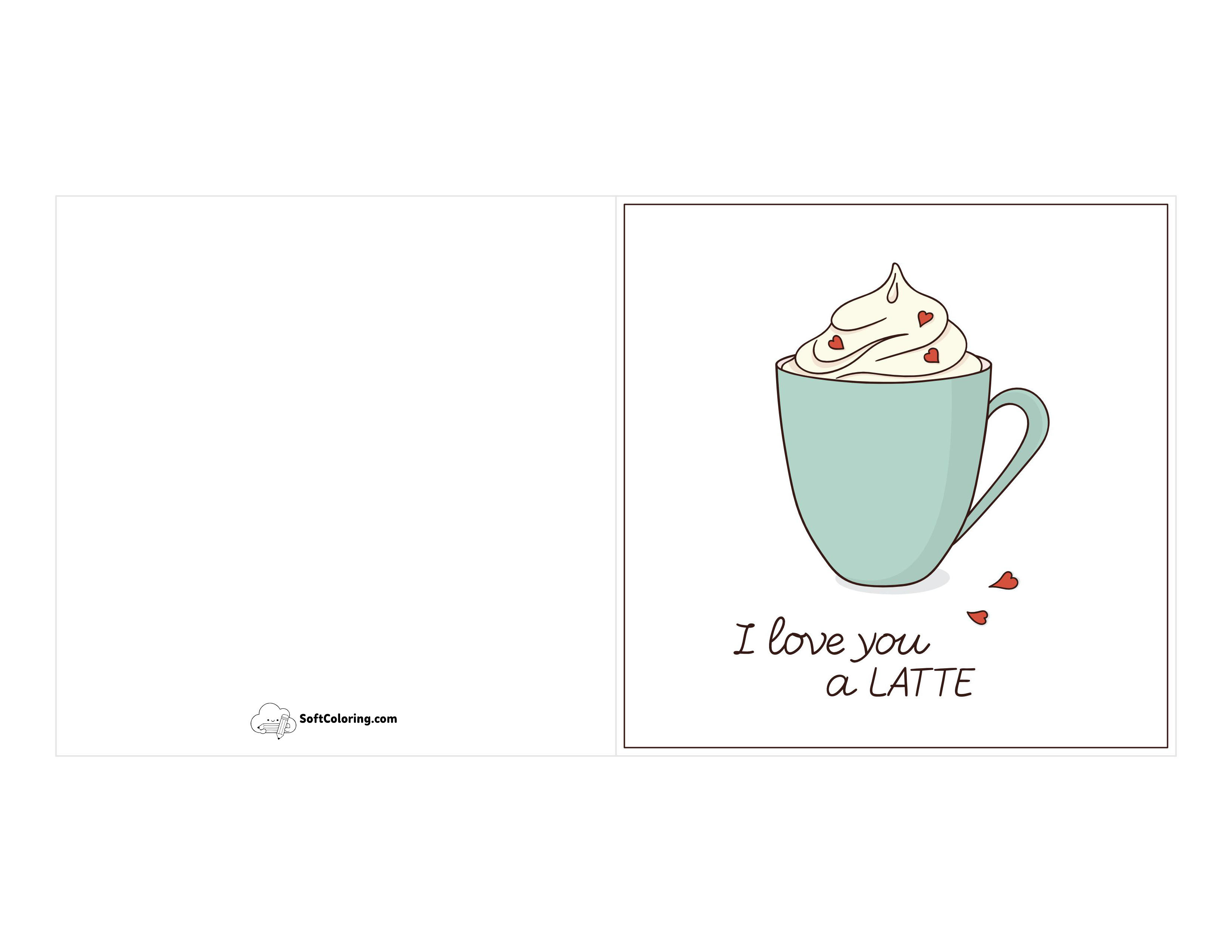 "I Love You A Latte" Pun Card