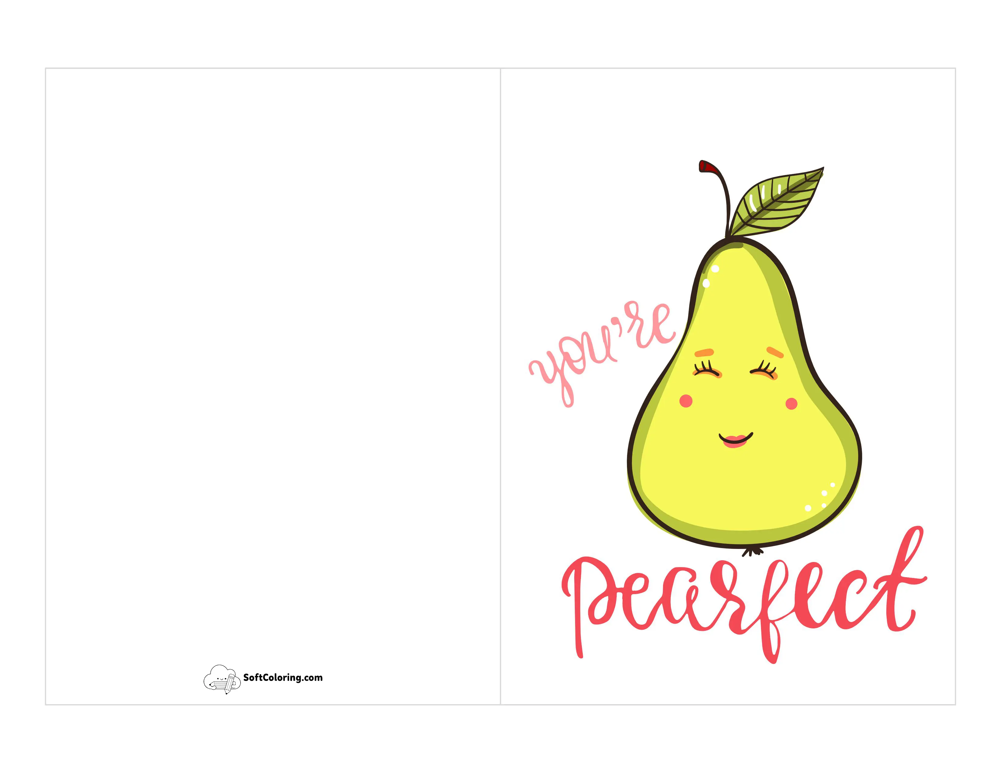 "You're Pear-Fect" Funny Pun Valentine