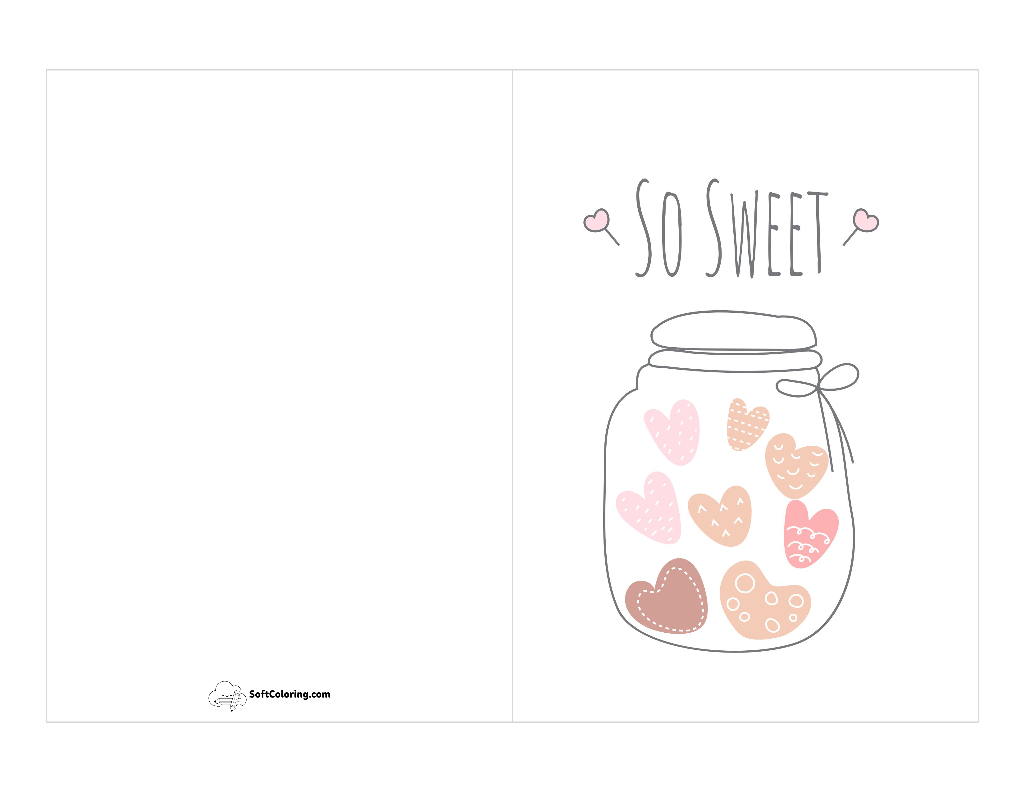 "So Sweet" Heart Candy Printable Valentine Card
