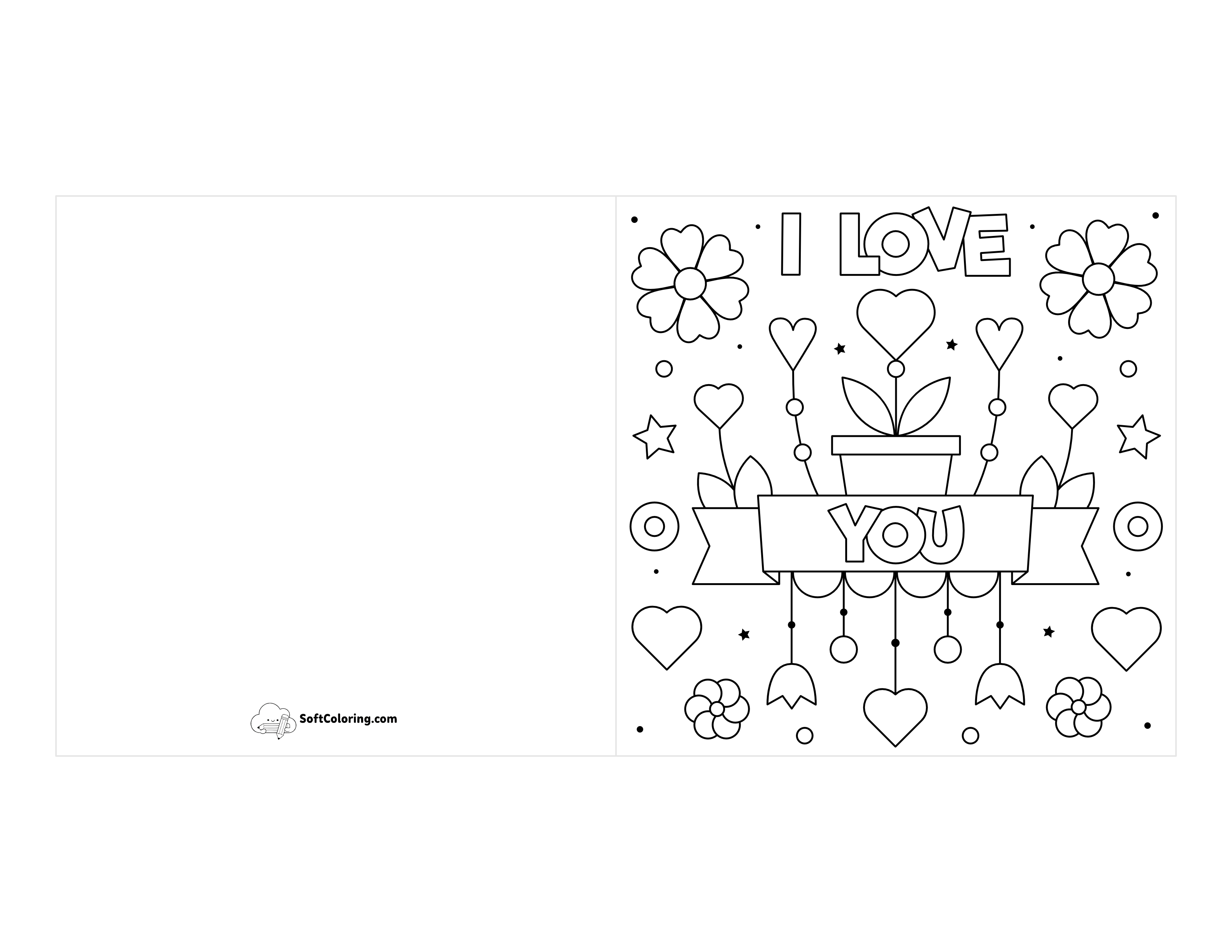 "I Love You" Printable Valentine Card To Color