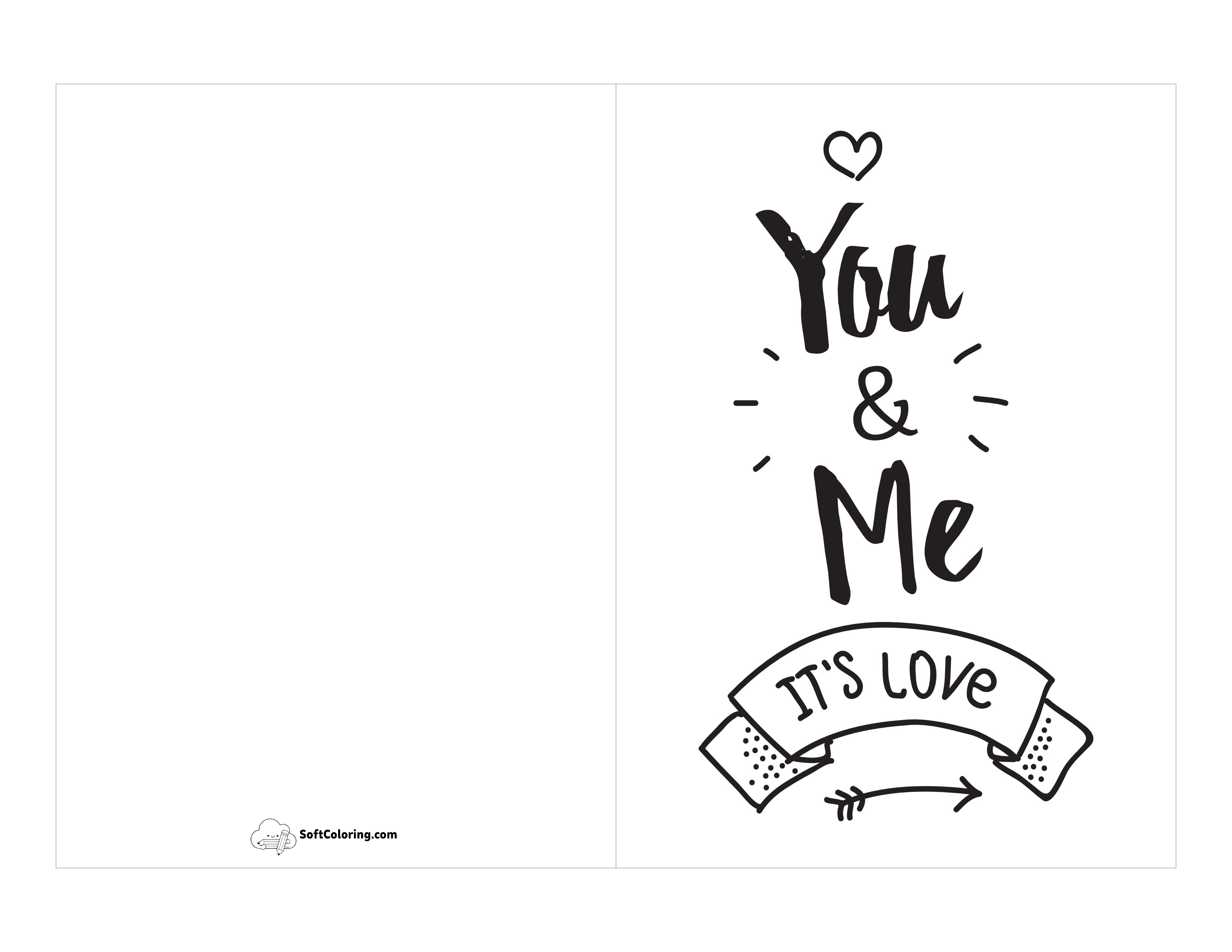 "You & Me, It's Love" Black And White Card Template