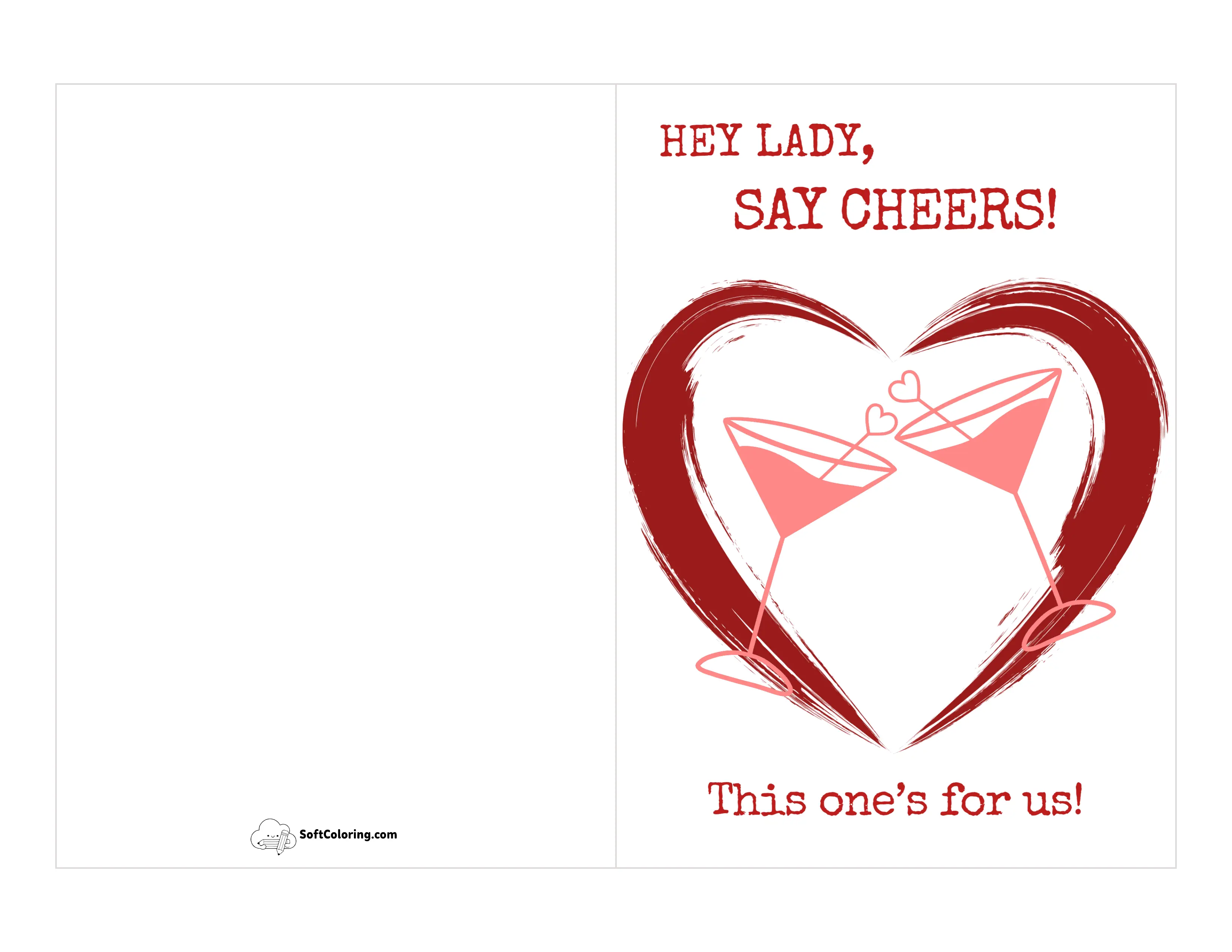 "Cheers!" Heart Martini Galentine's Day Card For Friends