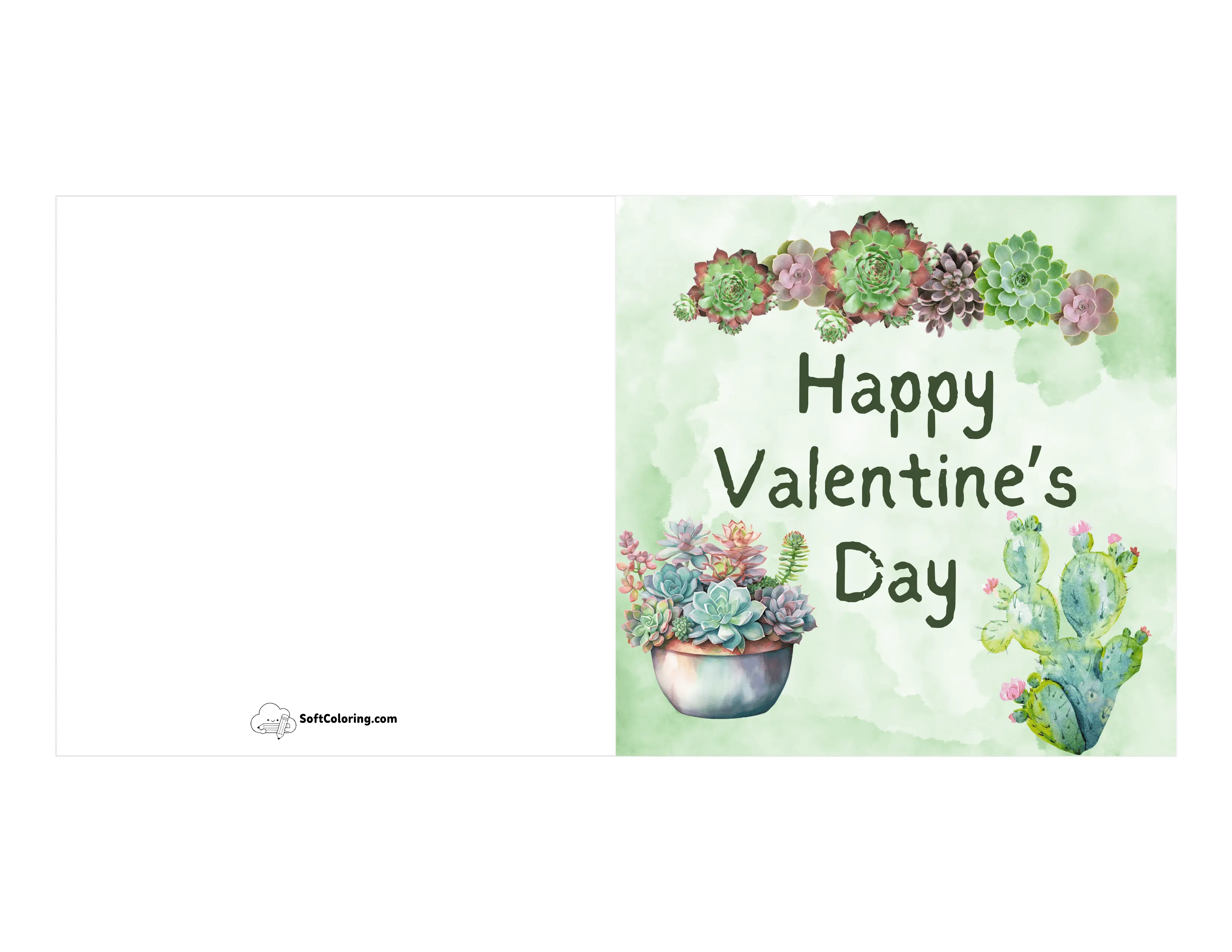 Fun Succulents And Cactus Valentine Printable Card