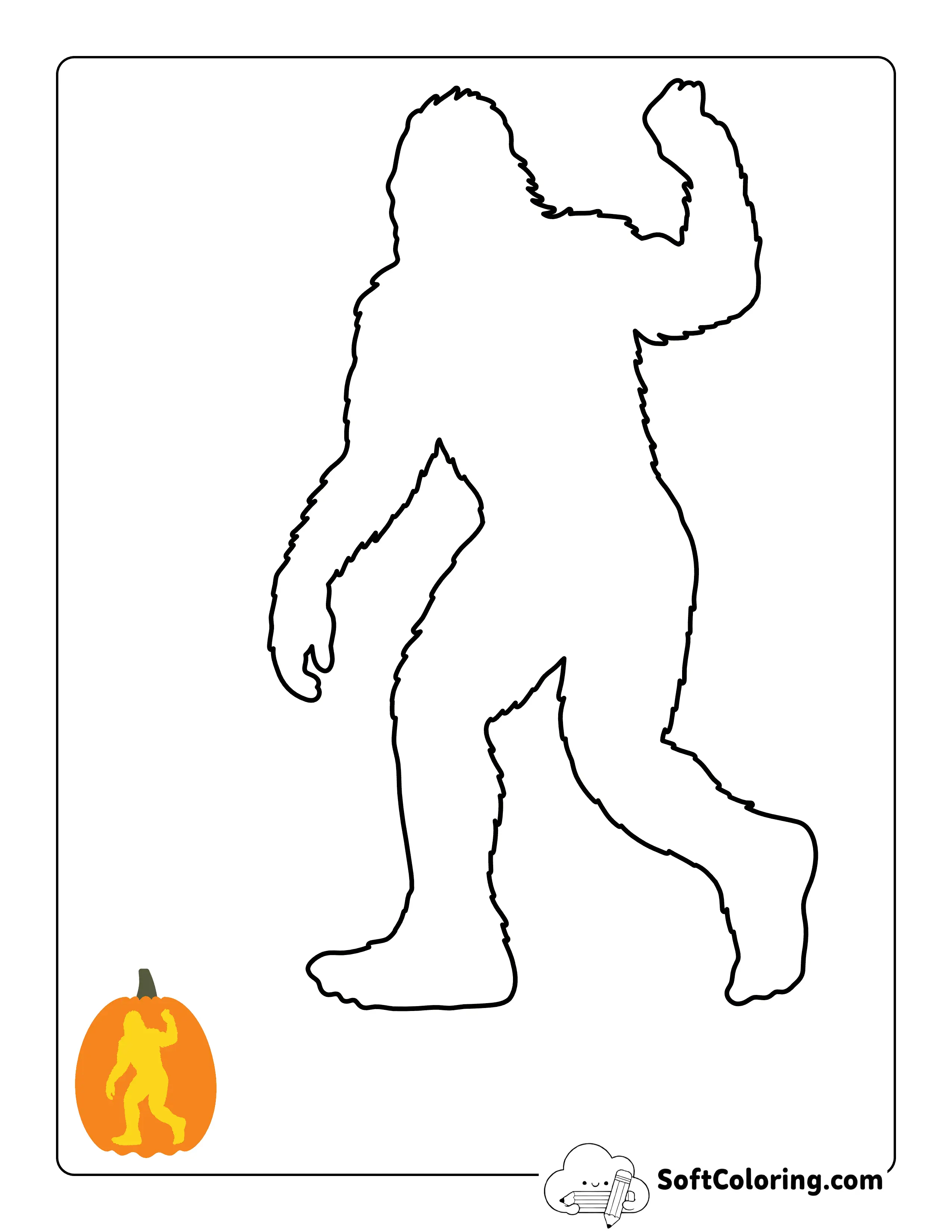 New! Bigfoot Waving Simple Pumpkin Carving Template