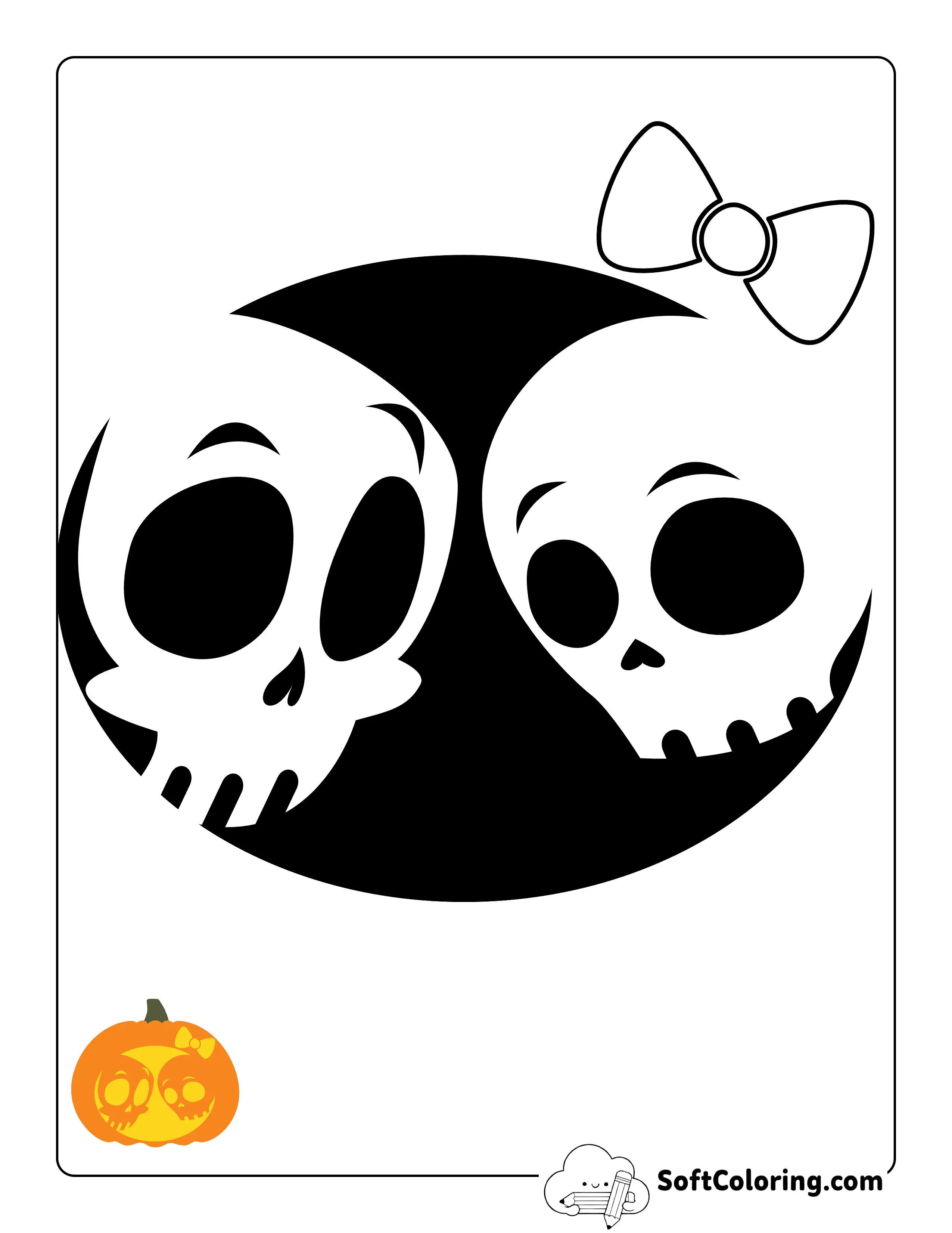New! Cute Skulls Difficult Pumpkin Caving Stencil