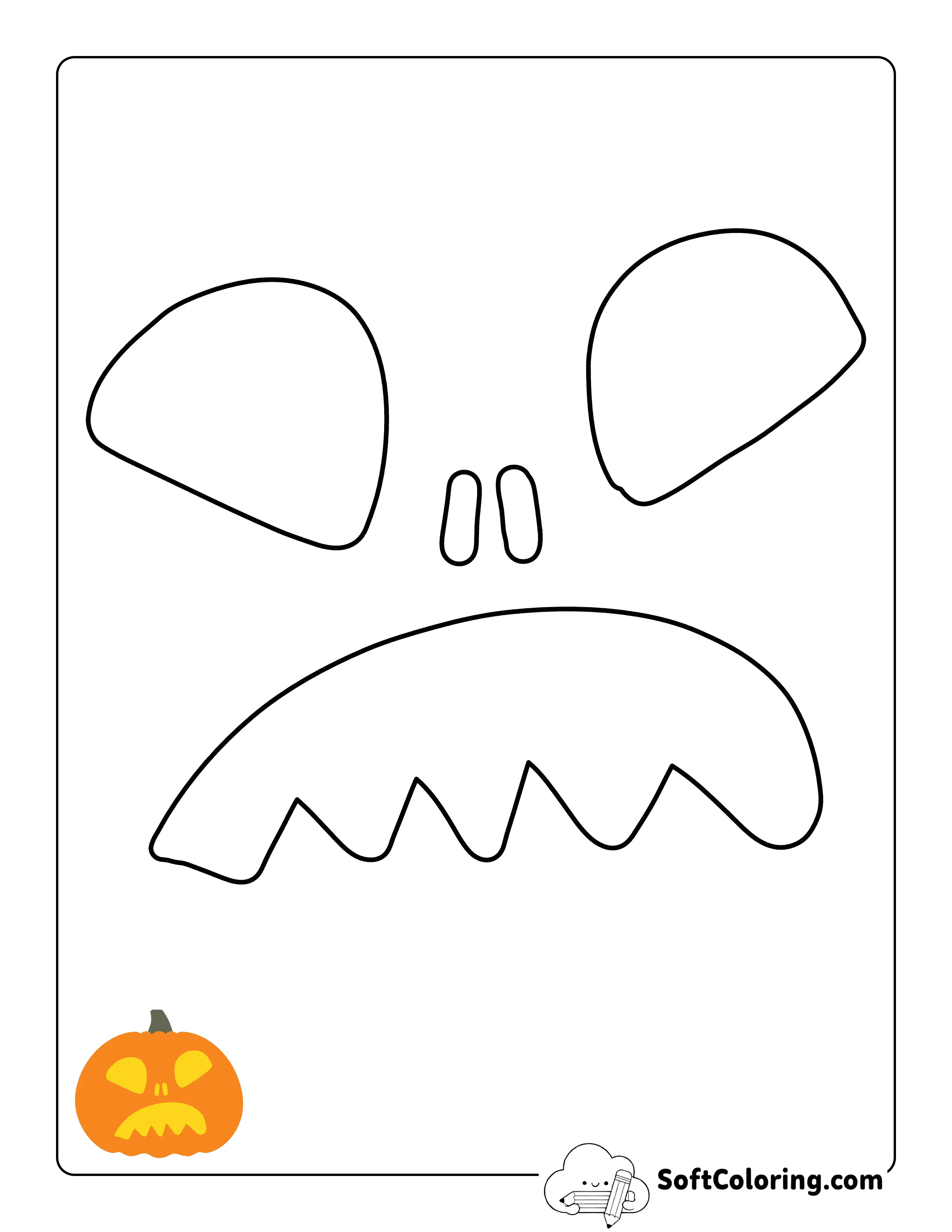 New! Cute Scared Face Pumpkin Carving Stencil