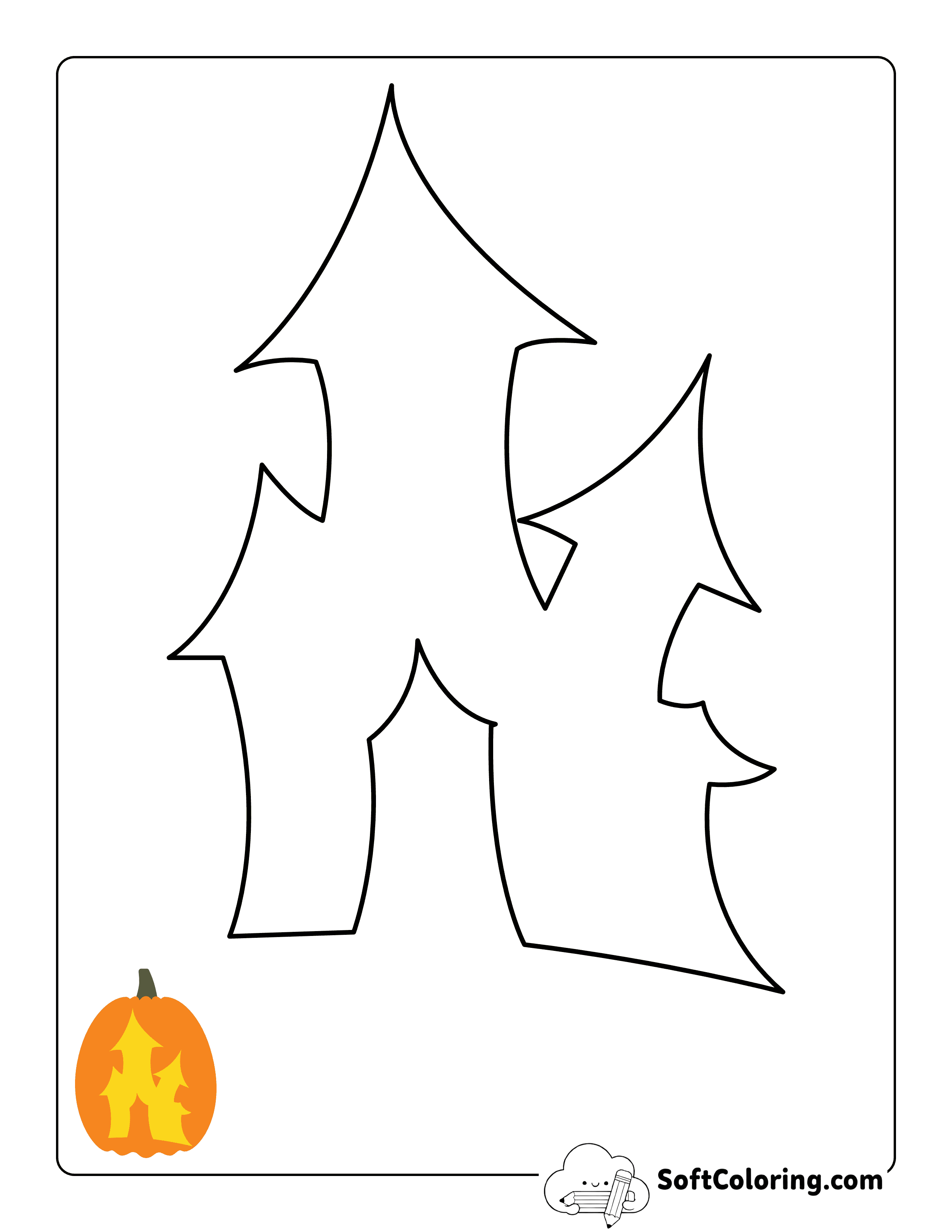 New! Easy Haunted House Pumpkin Carving Stencil