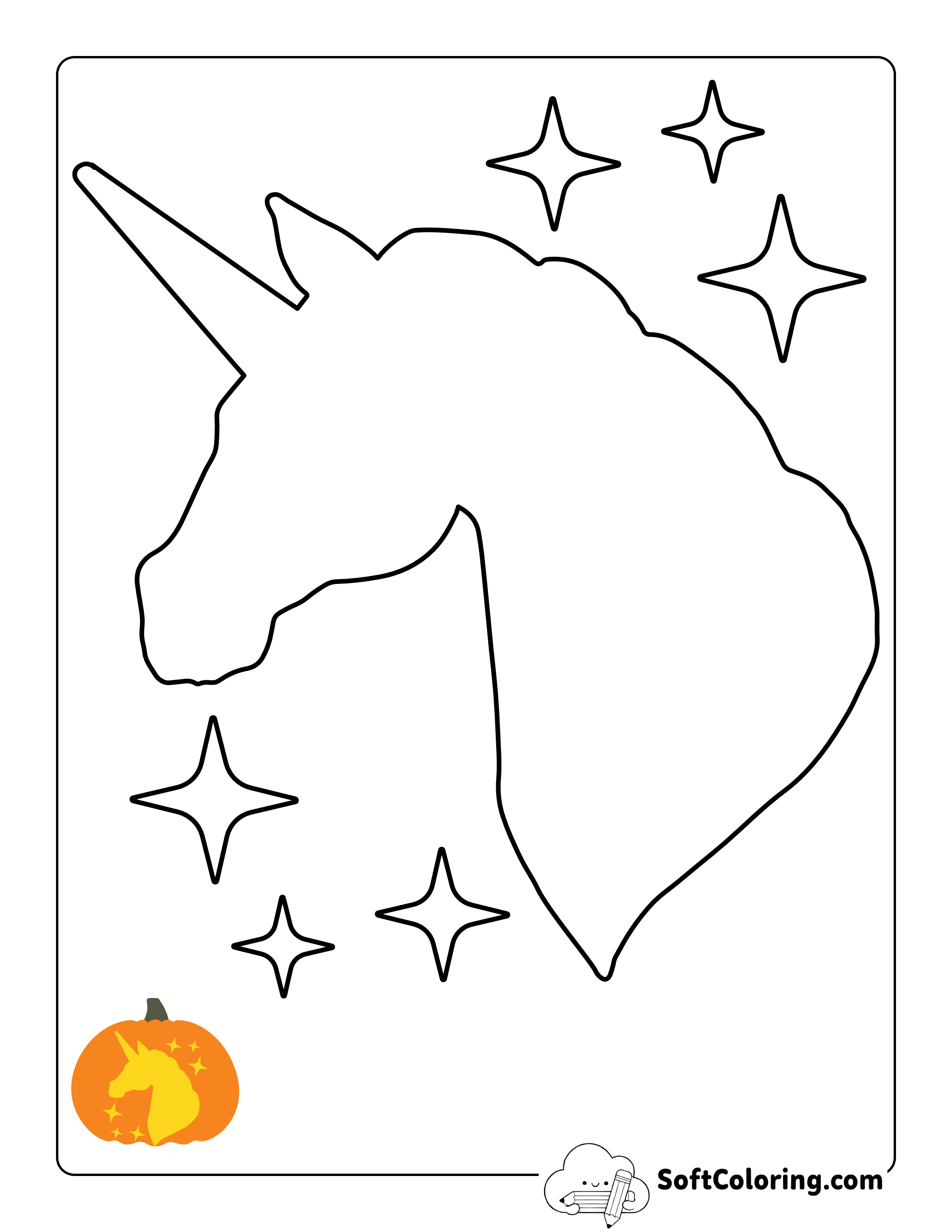 New! Easy Unicorn Pumpkin Carving Stencil