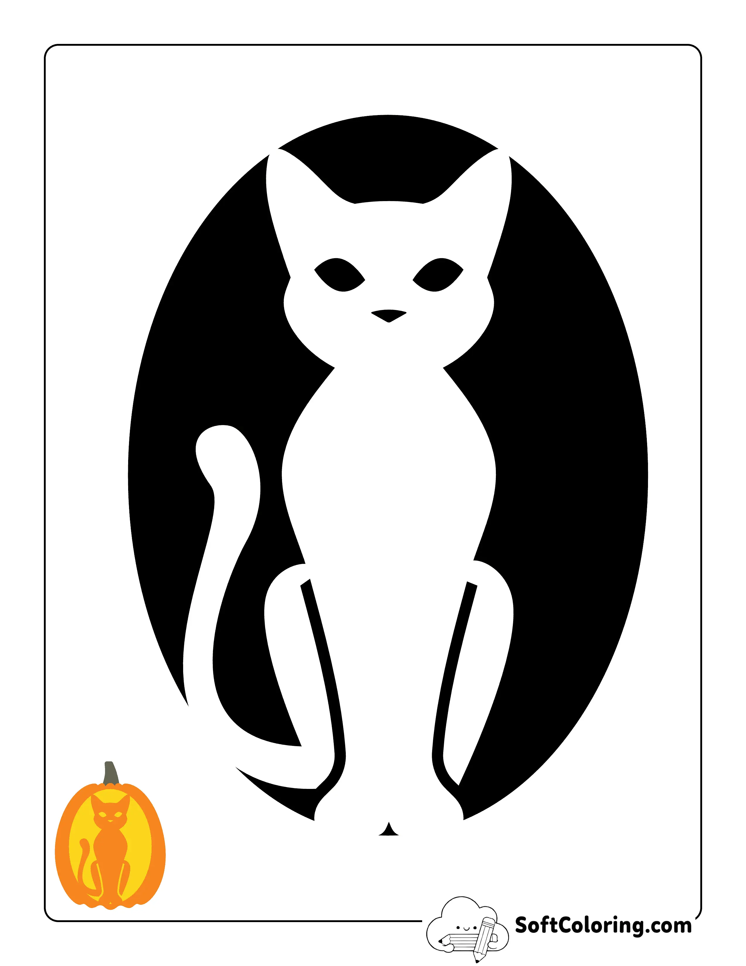 New! Elegant Halloween Cat Pumpkin Carving Template
