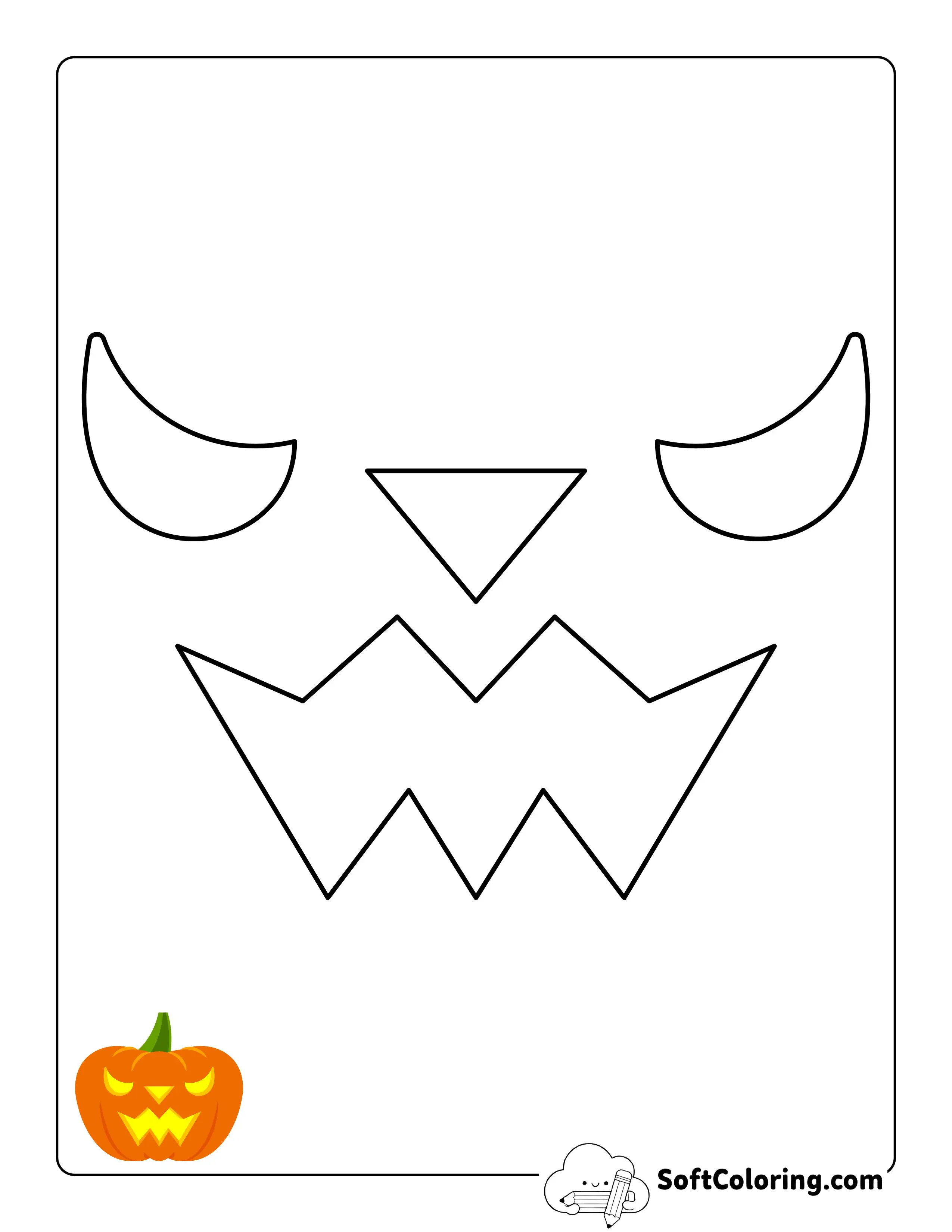 Spooky Face Jack O'lantern Stencil
