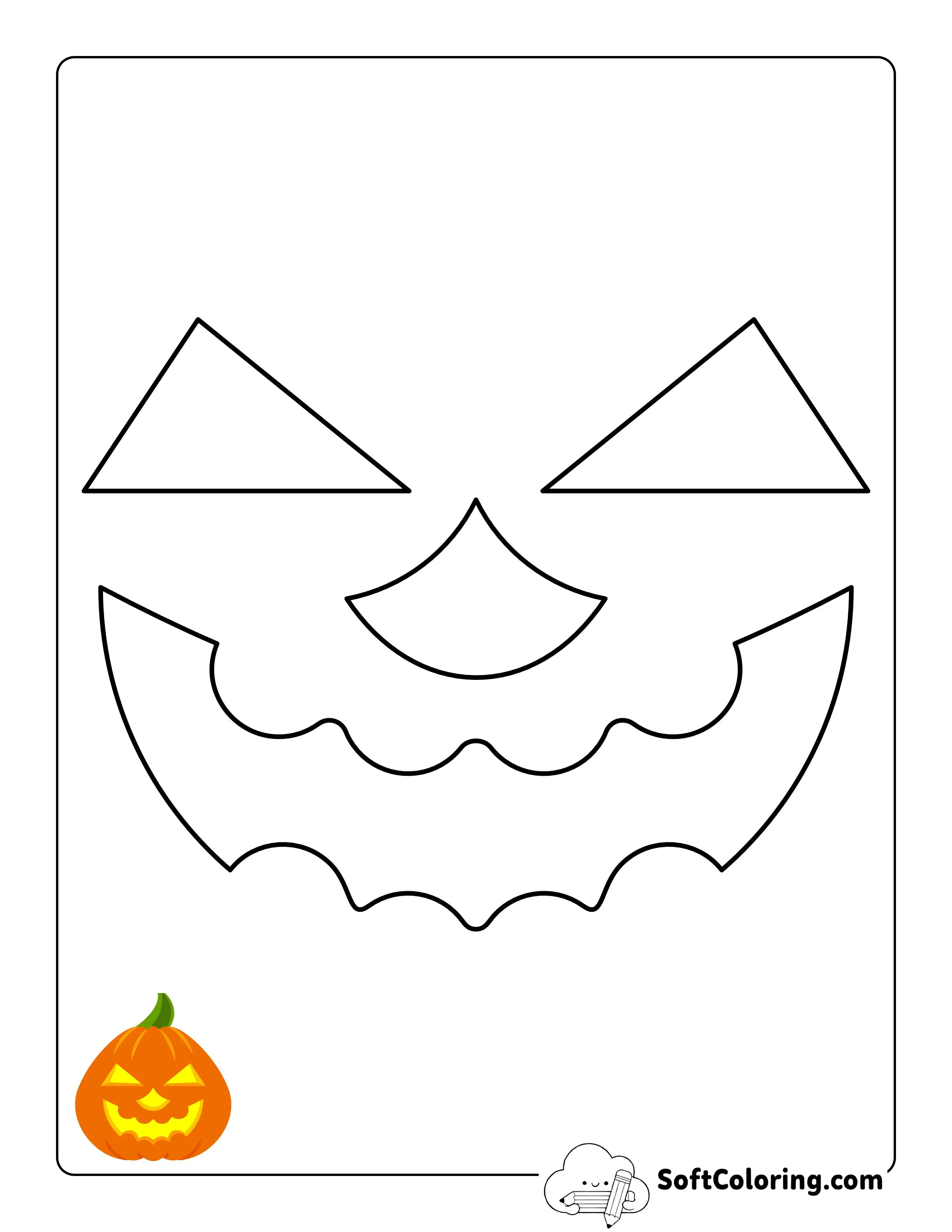 Creepy Pumpkin Face Carving Stencil