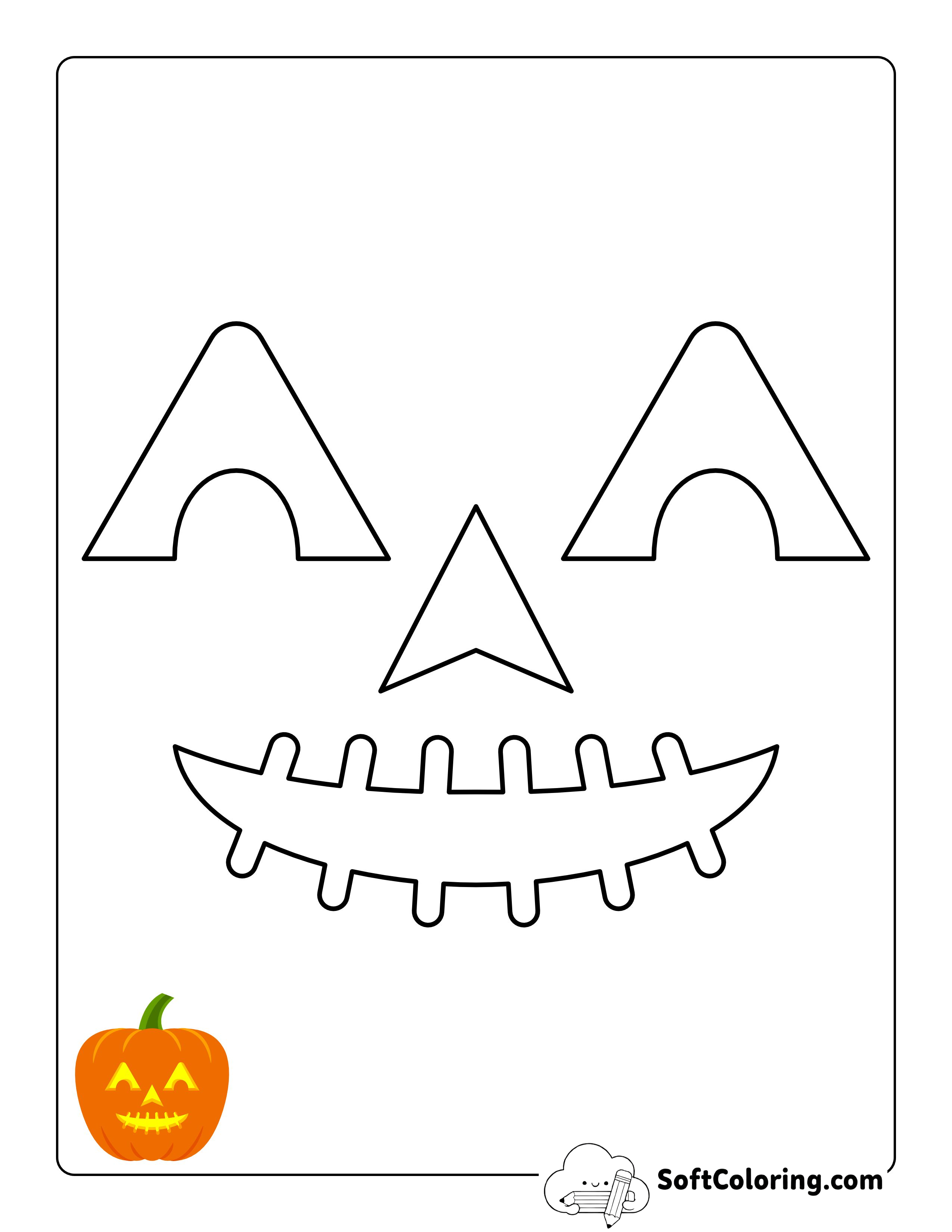 Spooky Happy Face Printable Pumpkin Stencil