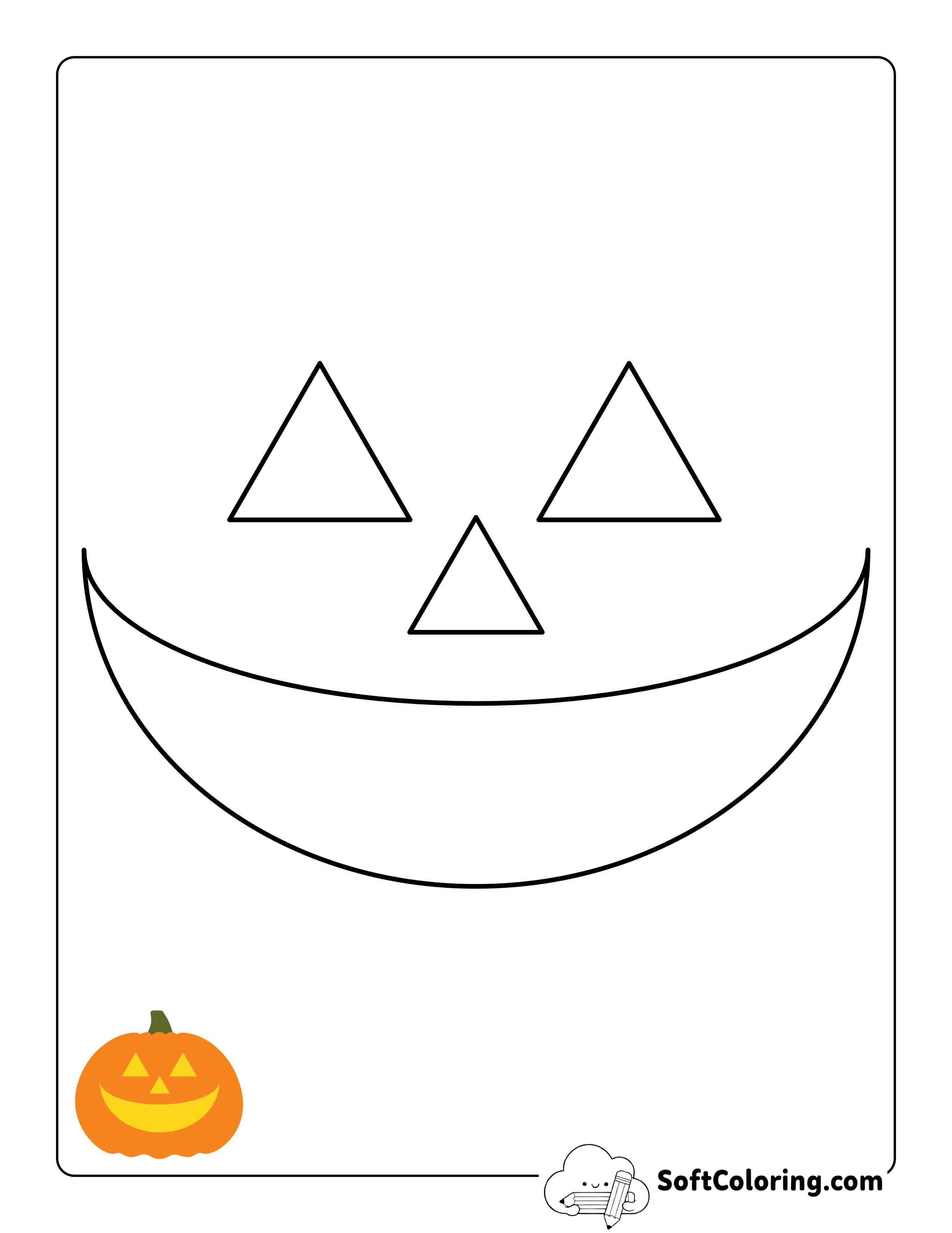 Easy Traditional Pumpkin Carving Stencil For Kids