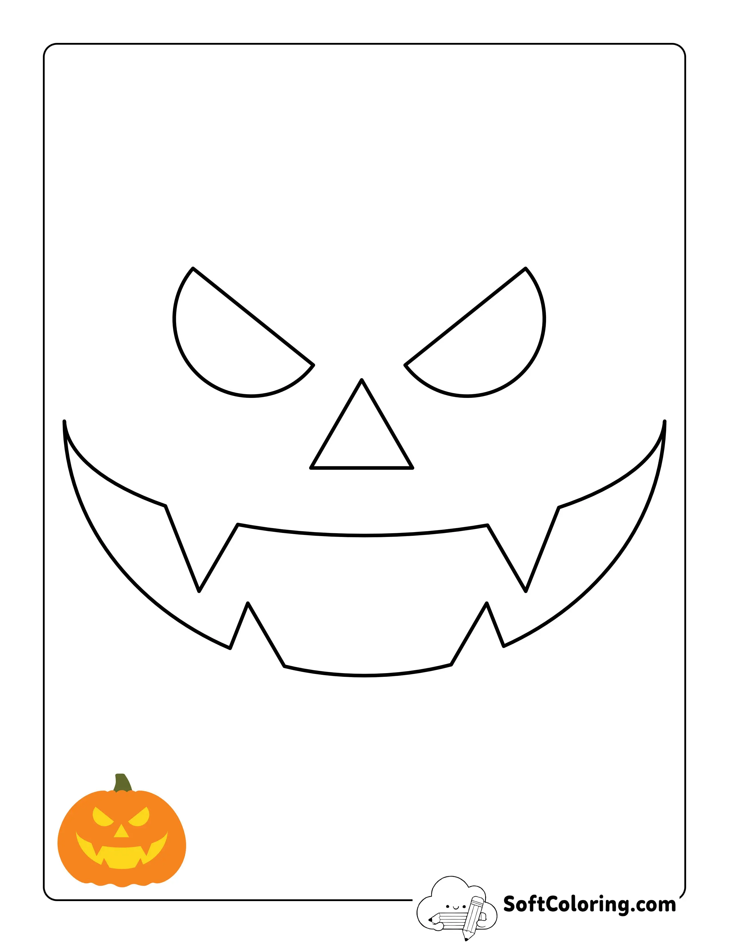 Mean Face Pumpkin Carving Design Printable