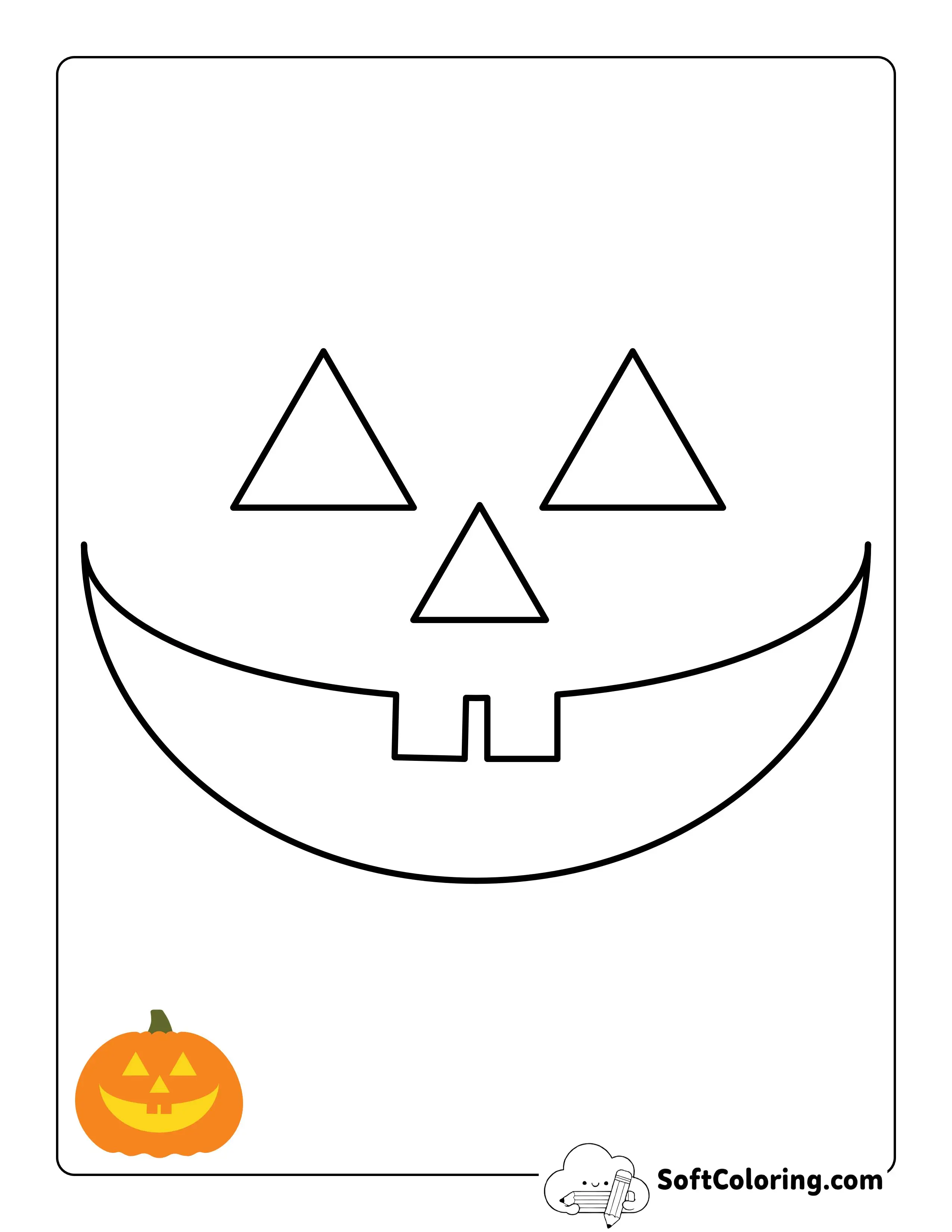 Toothy Grin Jack-O'-Lantern Template For Kids