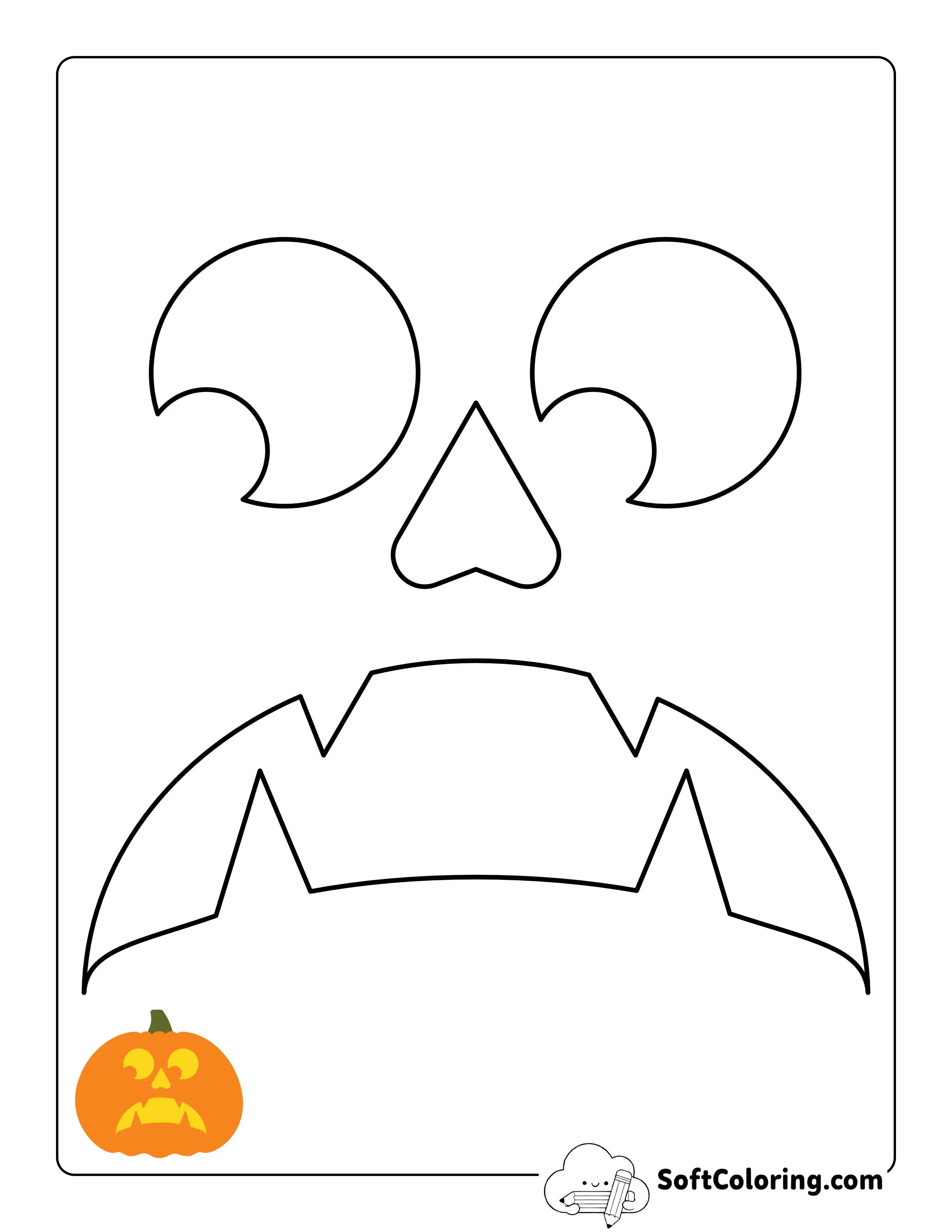 Worried Face Pumpkin Carving Stencil
