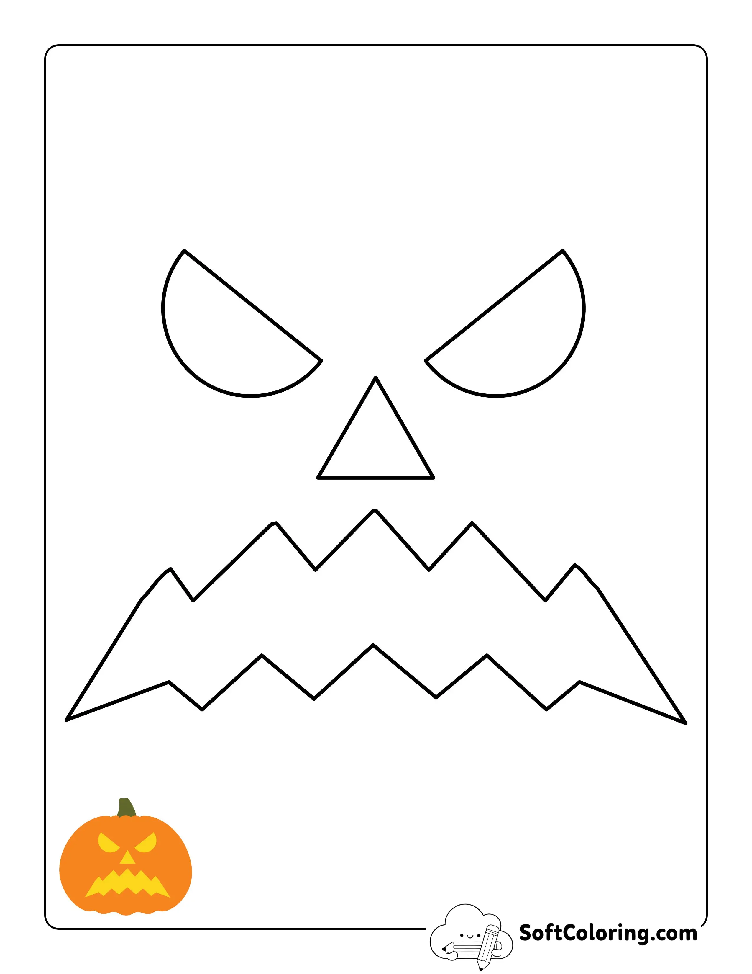 Scary Face Halloween Pumpkin Template Printable