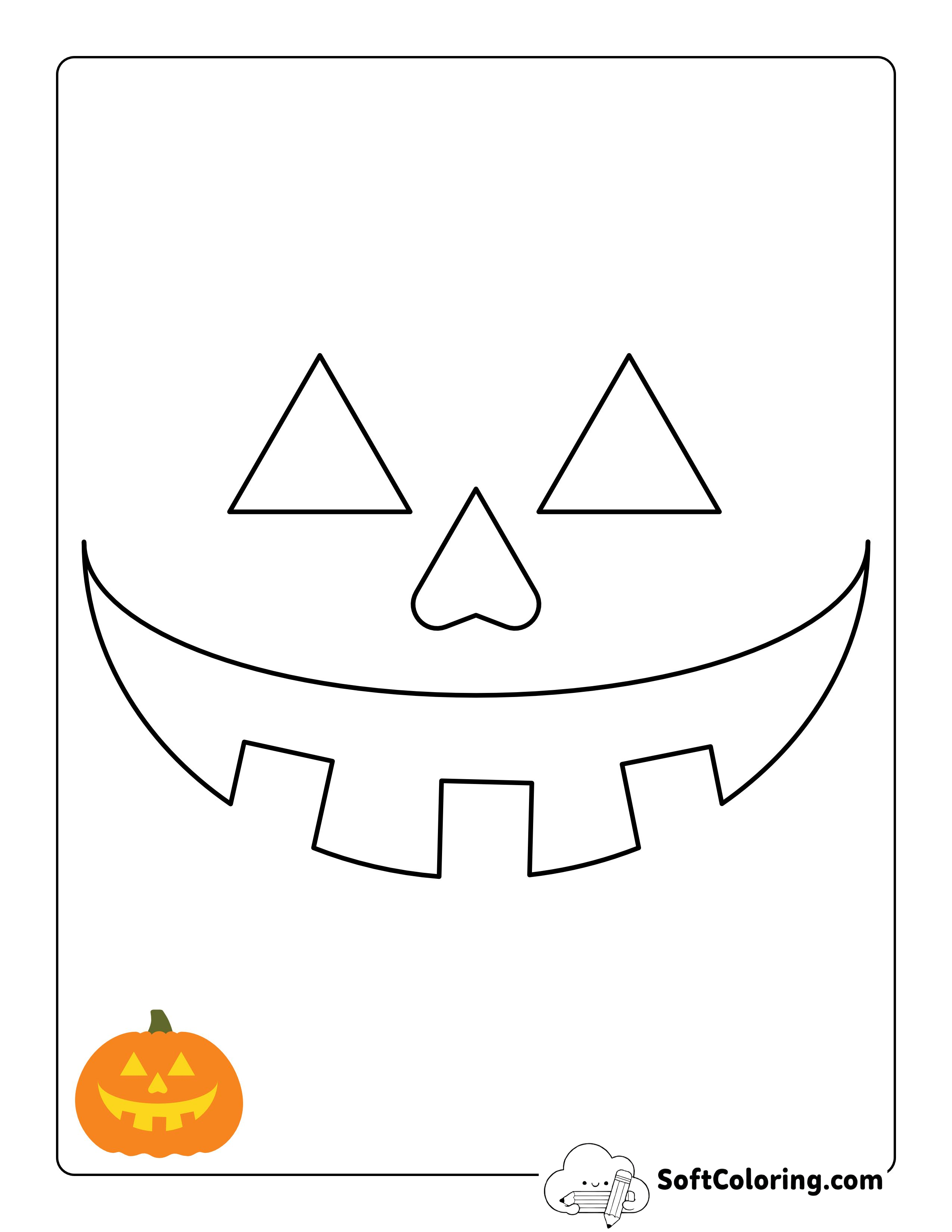Big Grin Halloween Pumpkin Face Pattern To Print