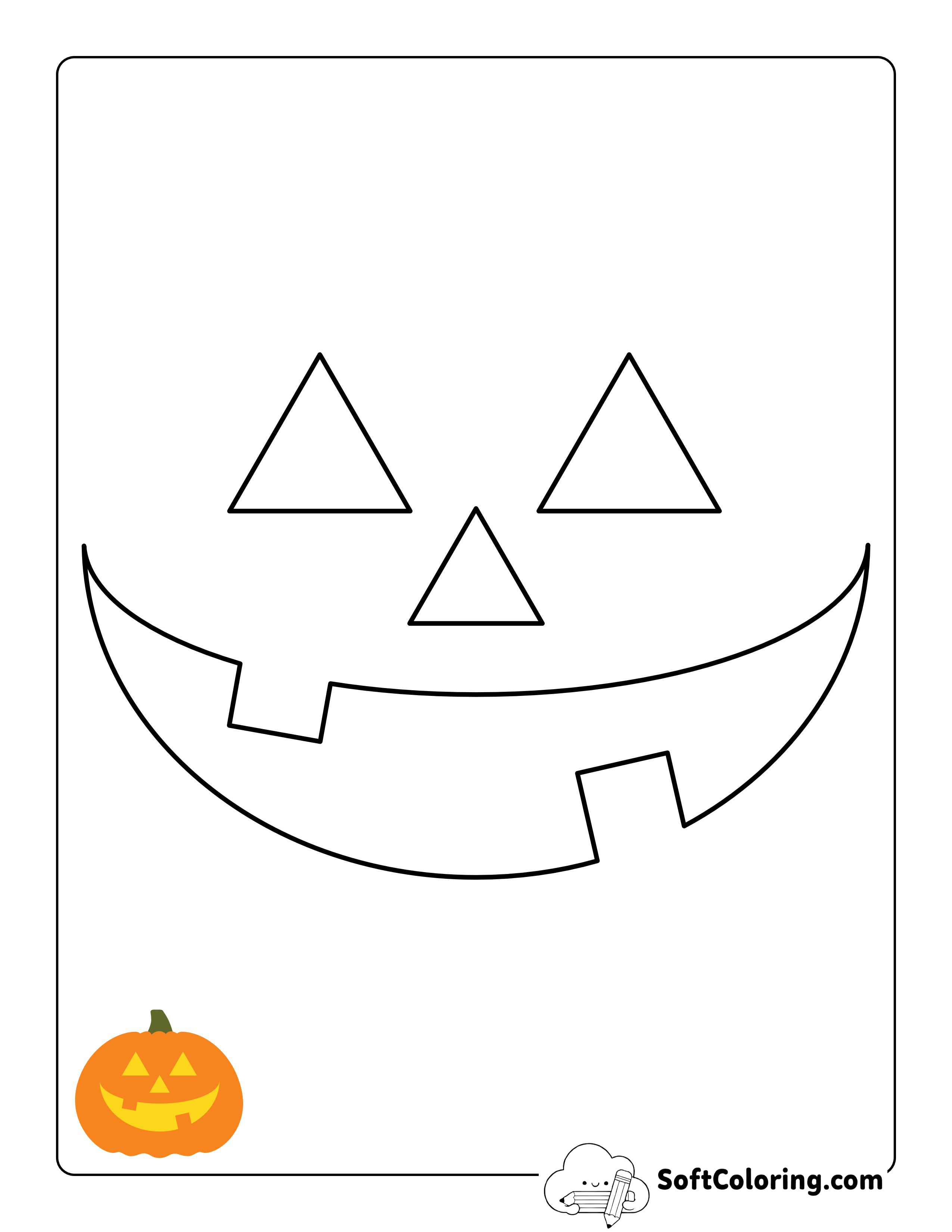 Happy Face Easy Pumpkin Carving Template For Kids