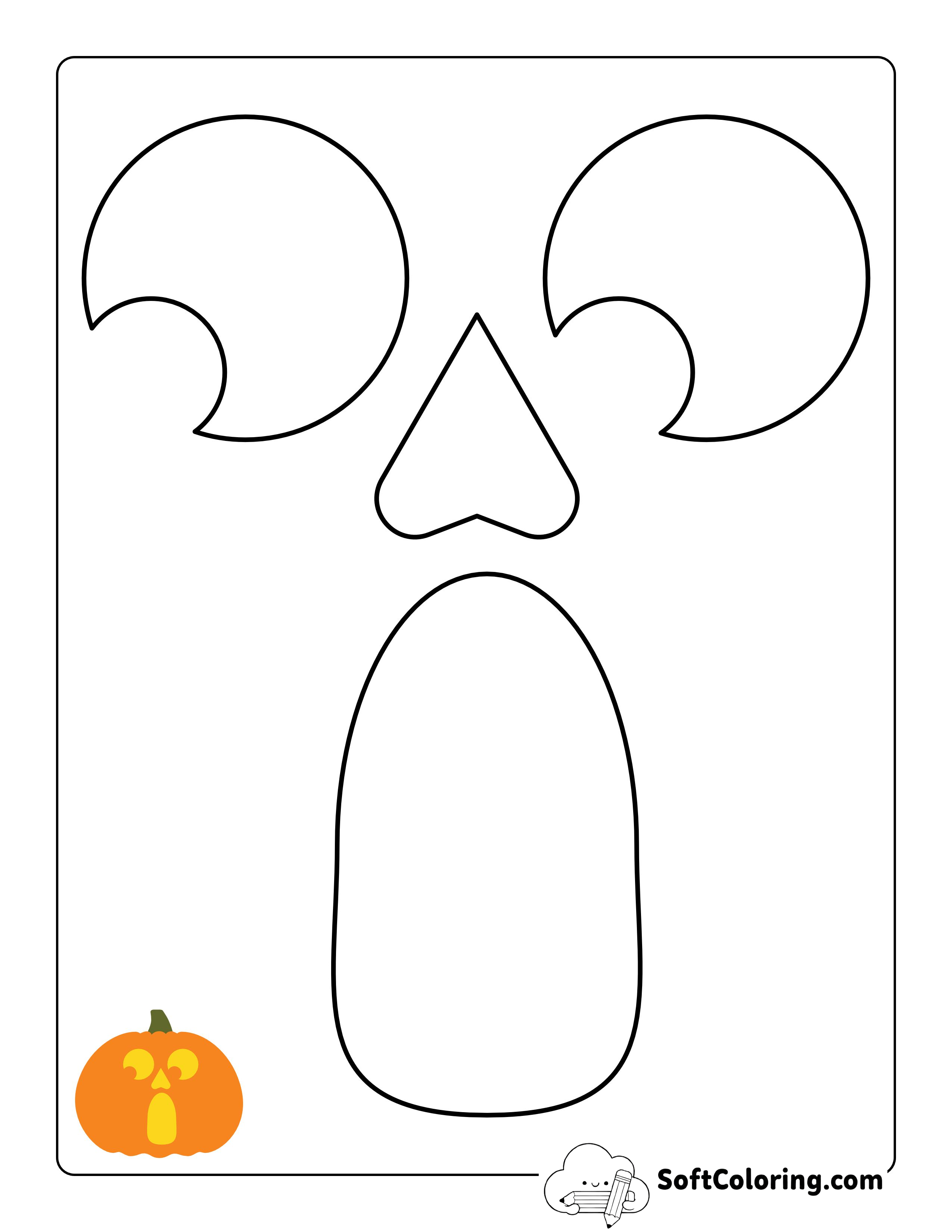 Shocked Face Pumpkin Carving Stencil