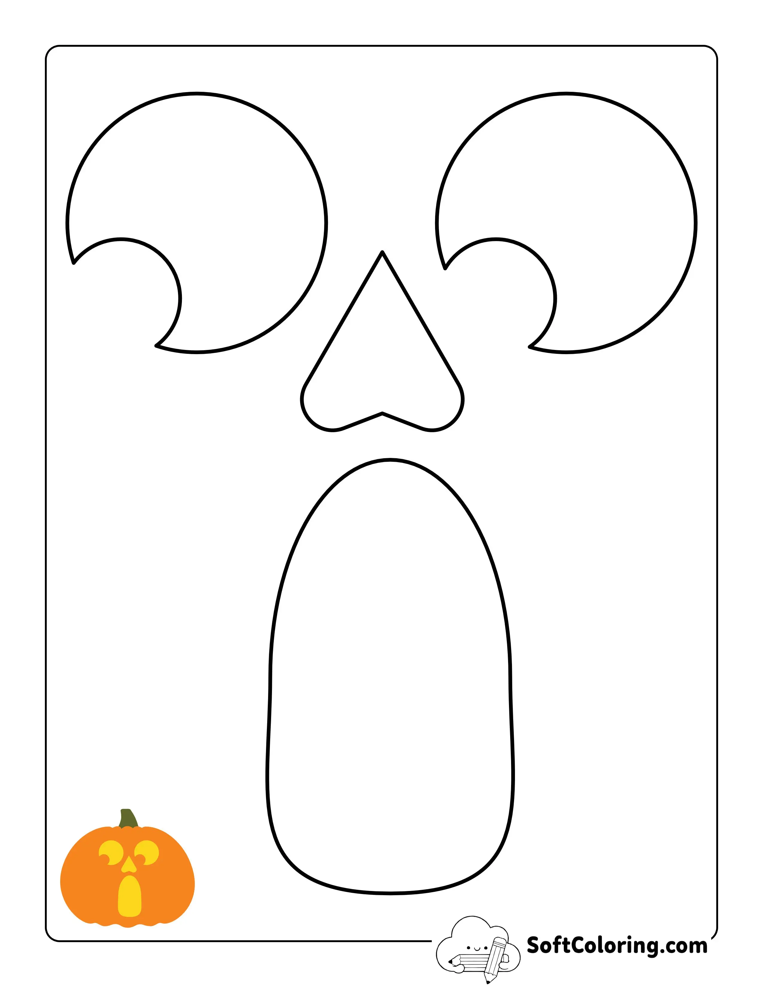 Shocked Face Pumpkin Carving Stencil