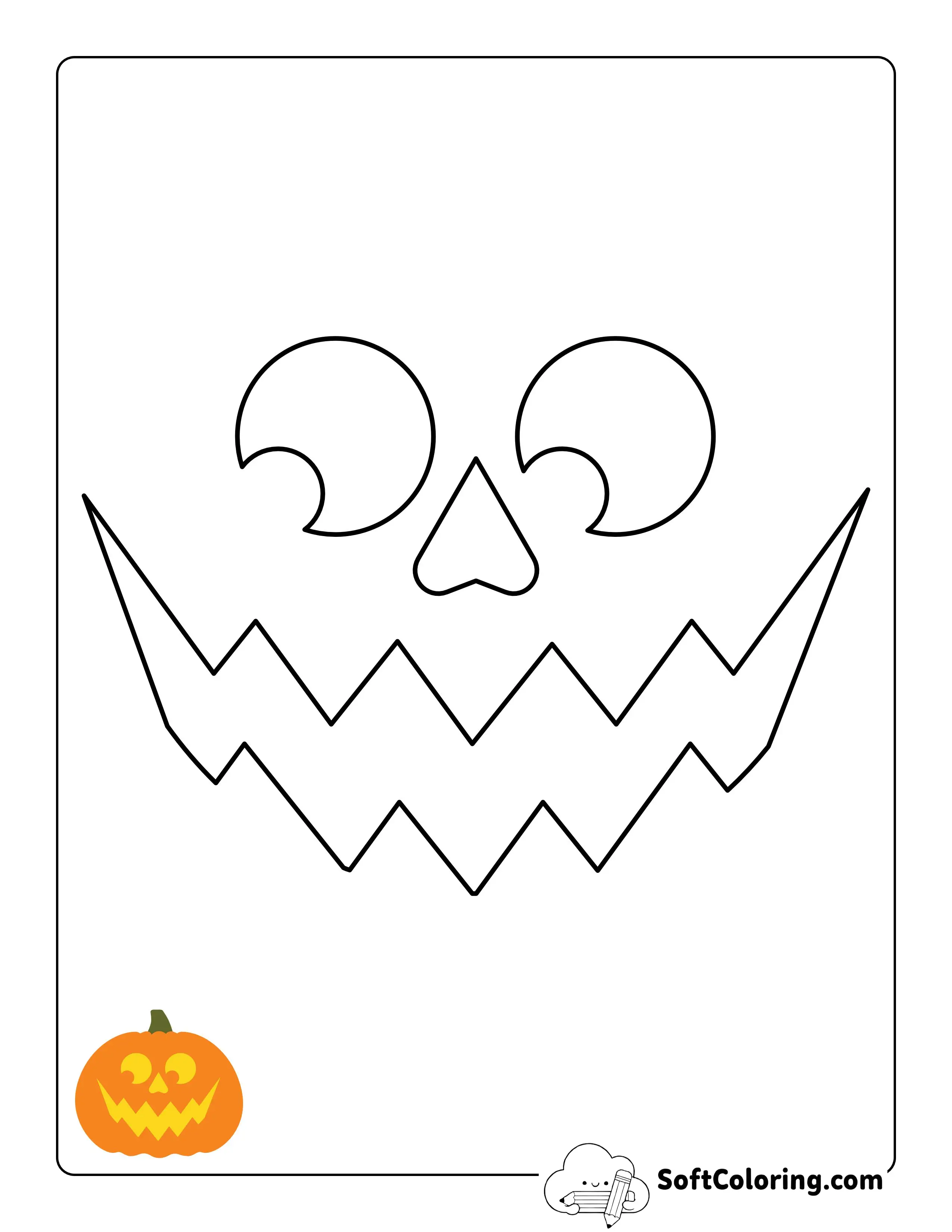 Funny Pumpkin Face Stencil For Kids
