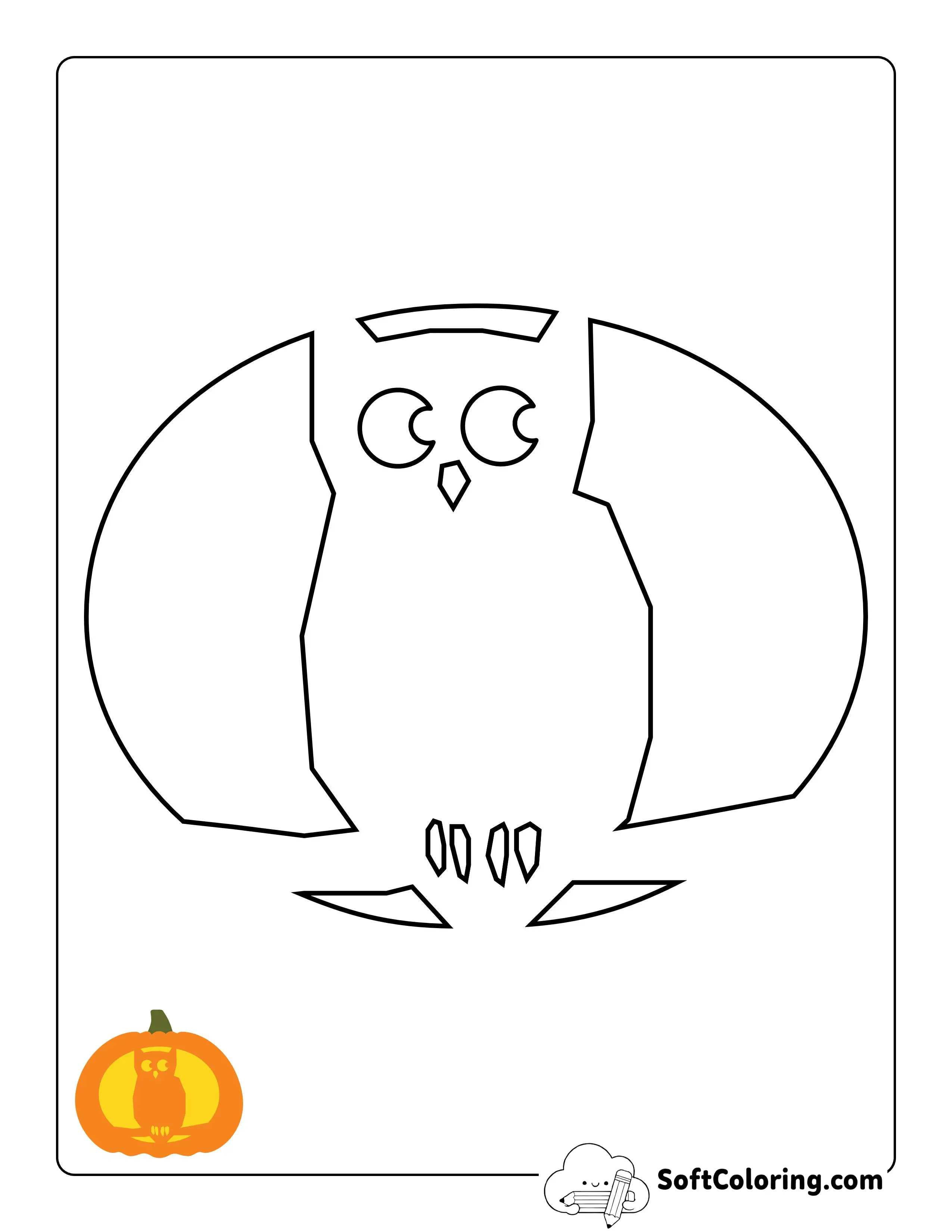 Night Owl Pumpkin Carving Stencil (Carve Face/Talons First)
