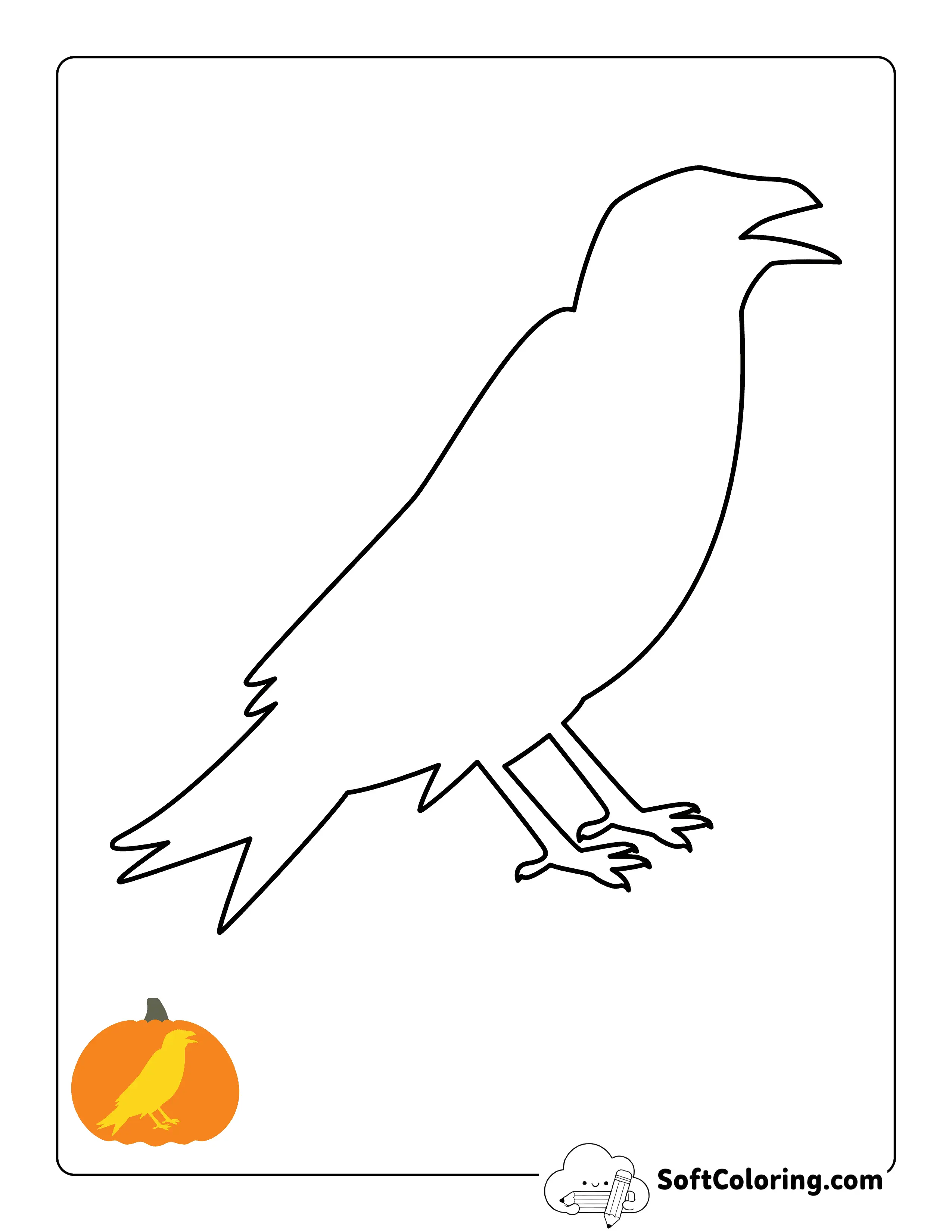 New! Sitting Crow Easy Halloween Pumpkin Carving Stencil