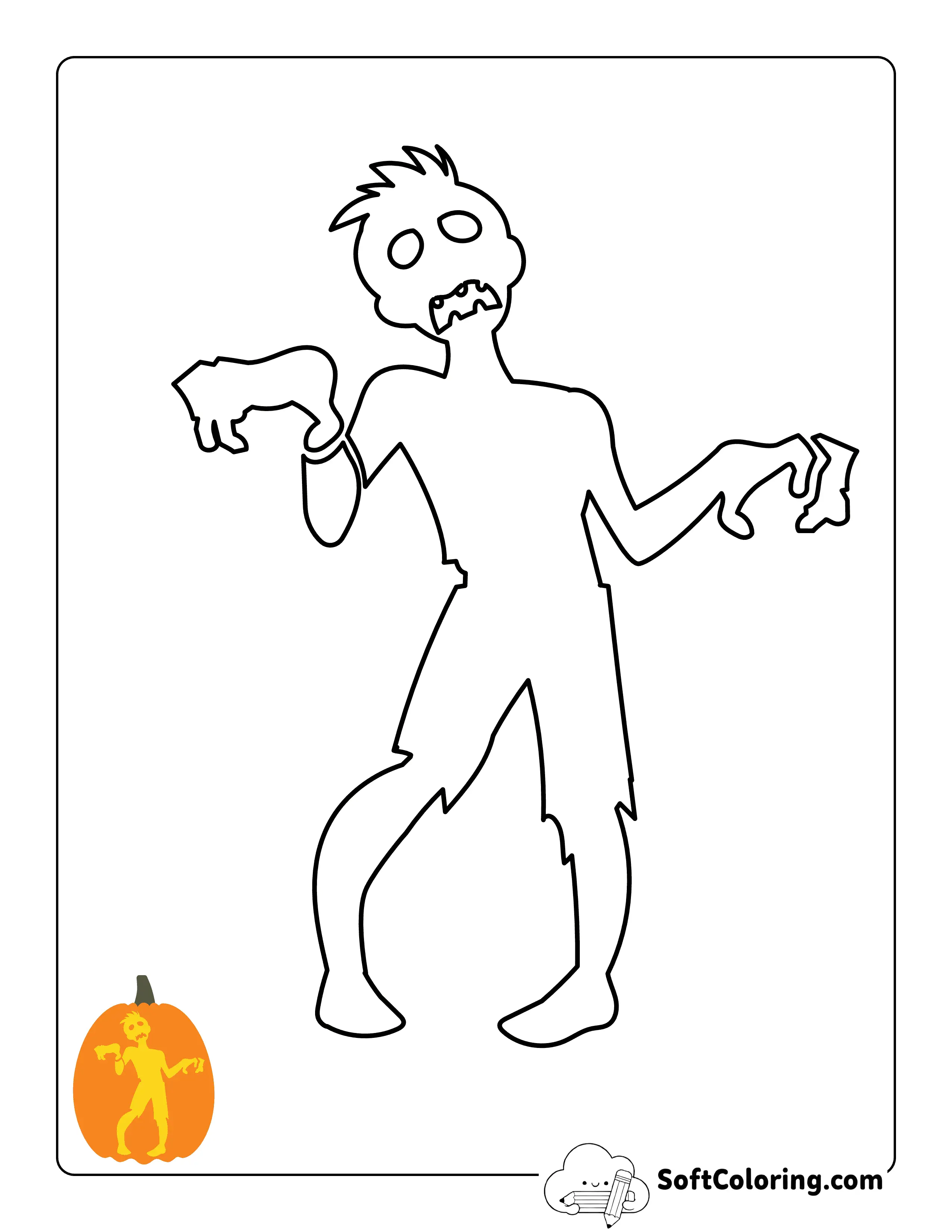 New! Spooku Zombie Outline Pumpkin Carving Stencil
