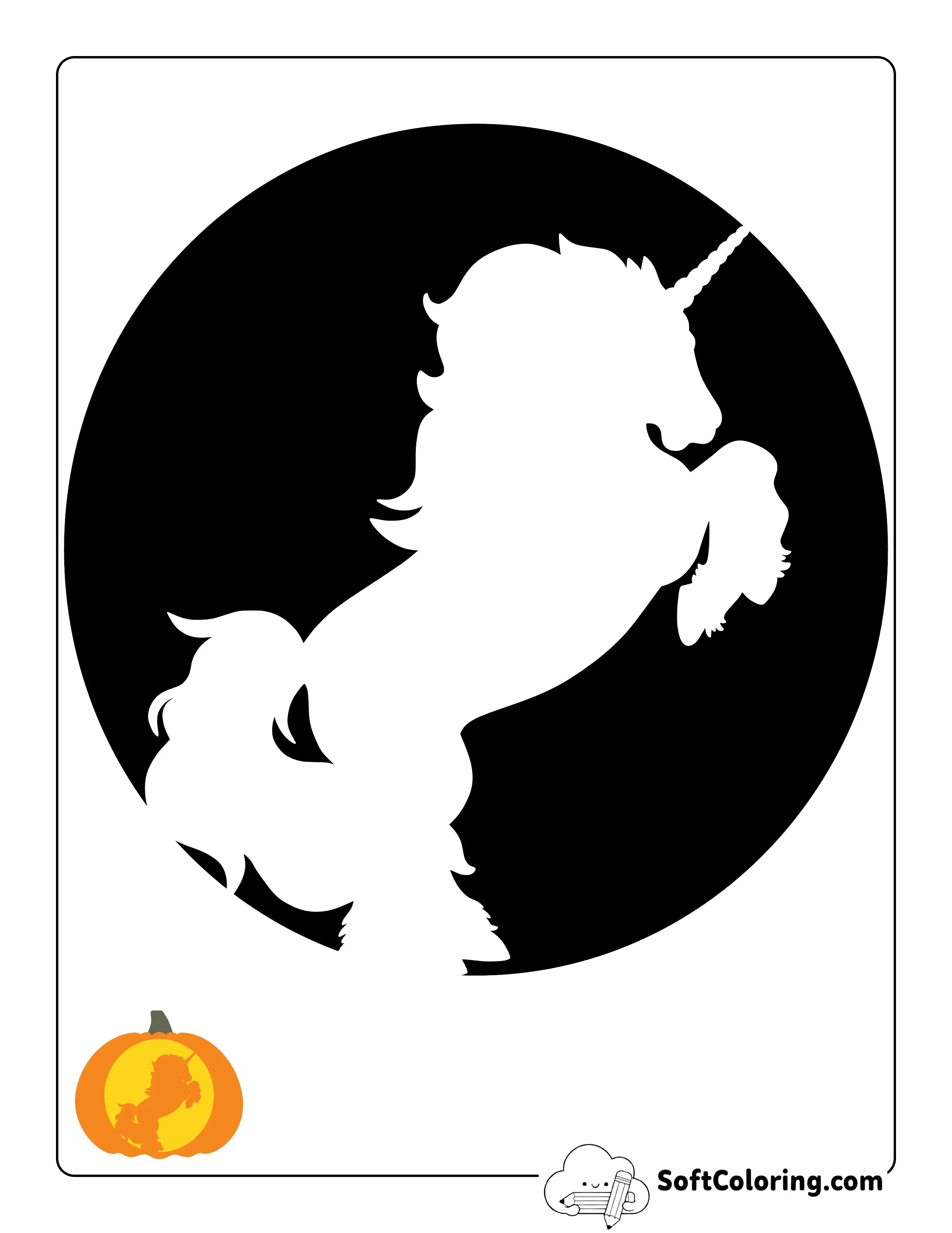 New! Unicorn Full Body Difficult Pumpkin Carving Stencil