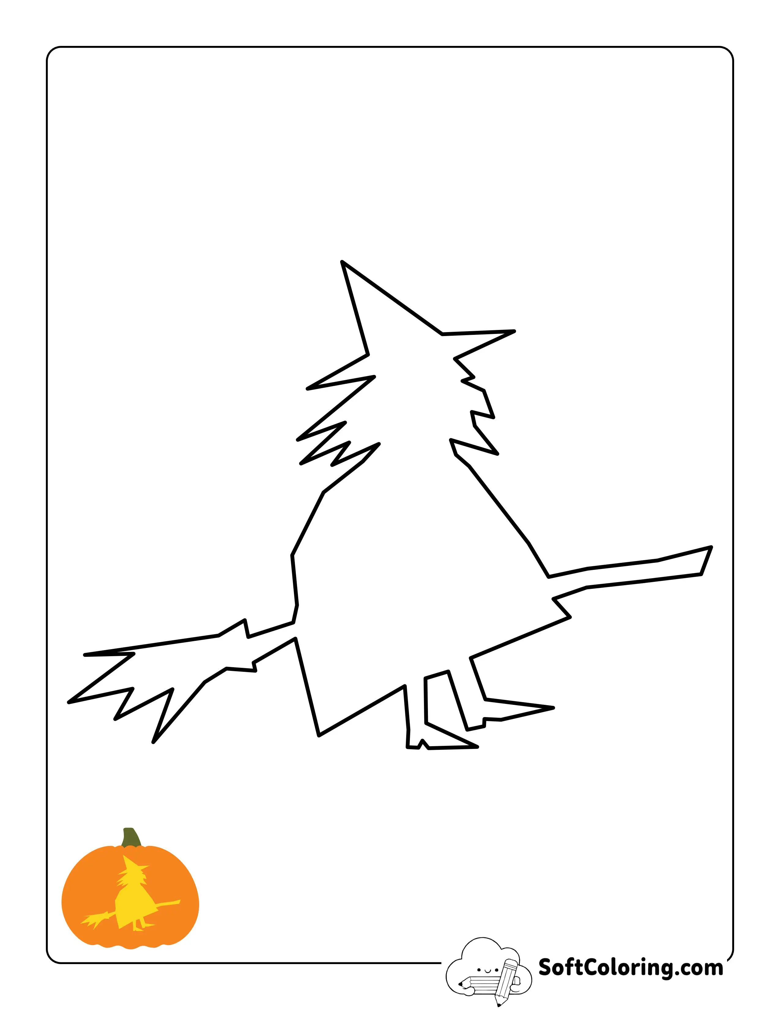 Witch On Broomstick Pumpkin Carving Design Printable