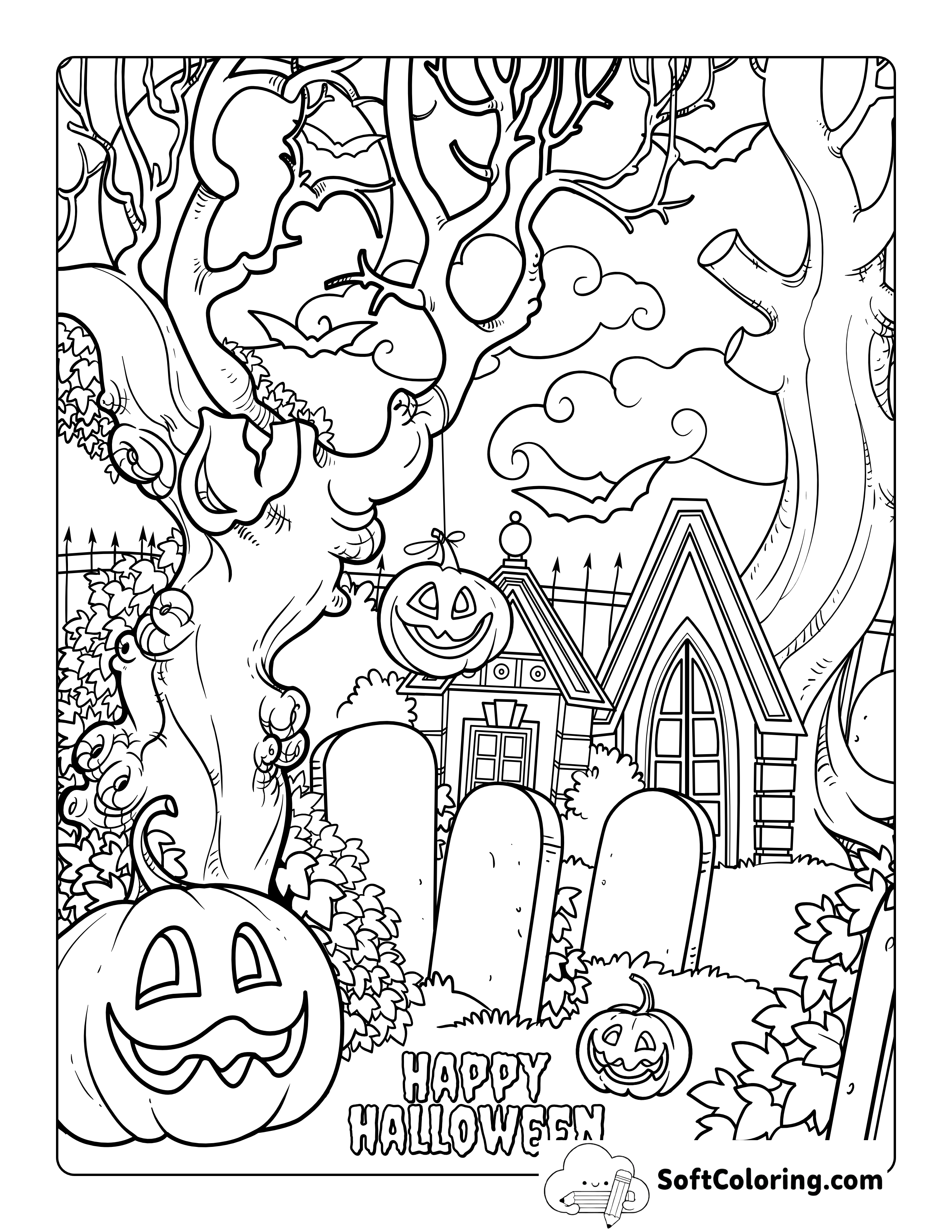 Spooky Pumpkins In Graveyard Halloween Printable
