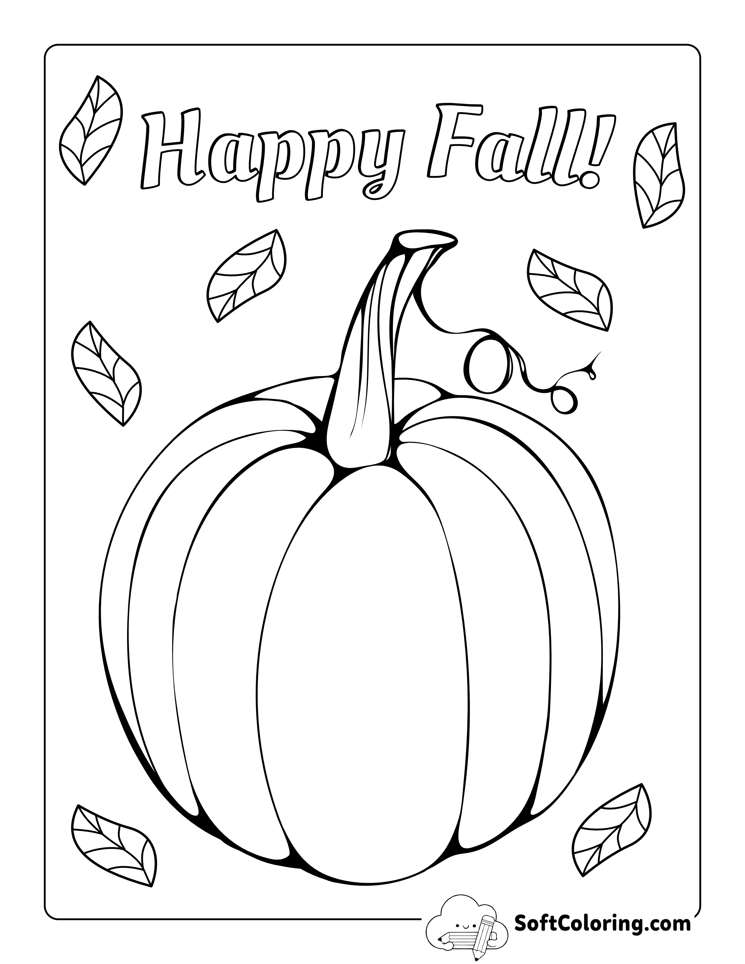 "Happy Fall" Easy Pumpkin Coloring Sheet