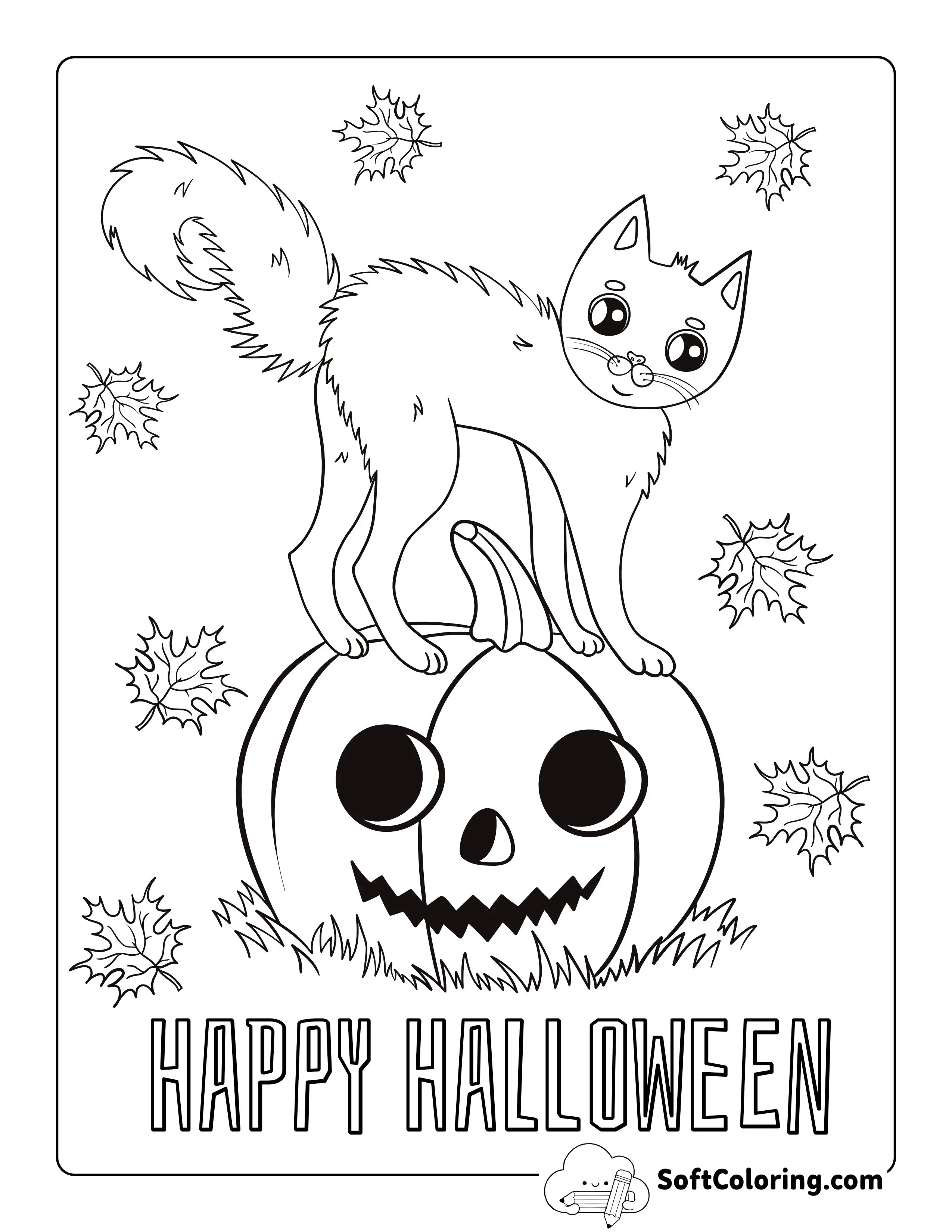 "Happy Halloween" Cat Coloring Sheet