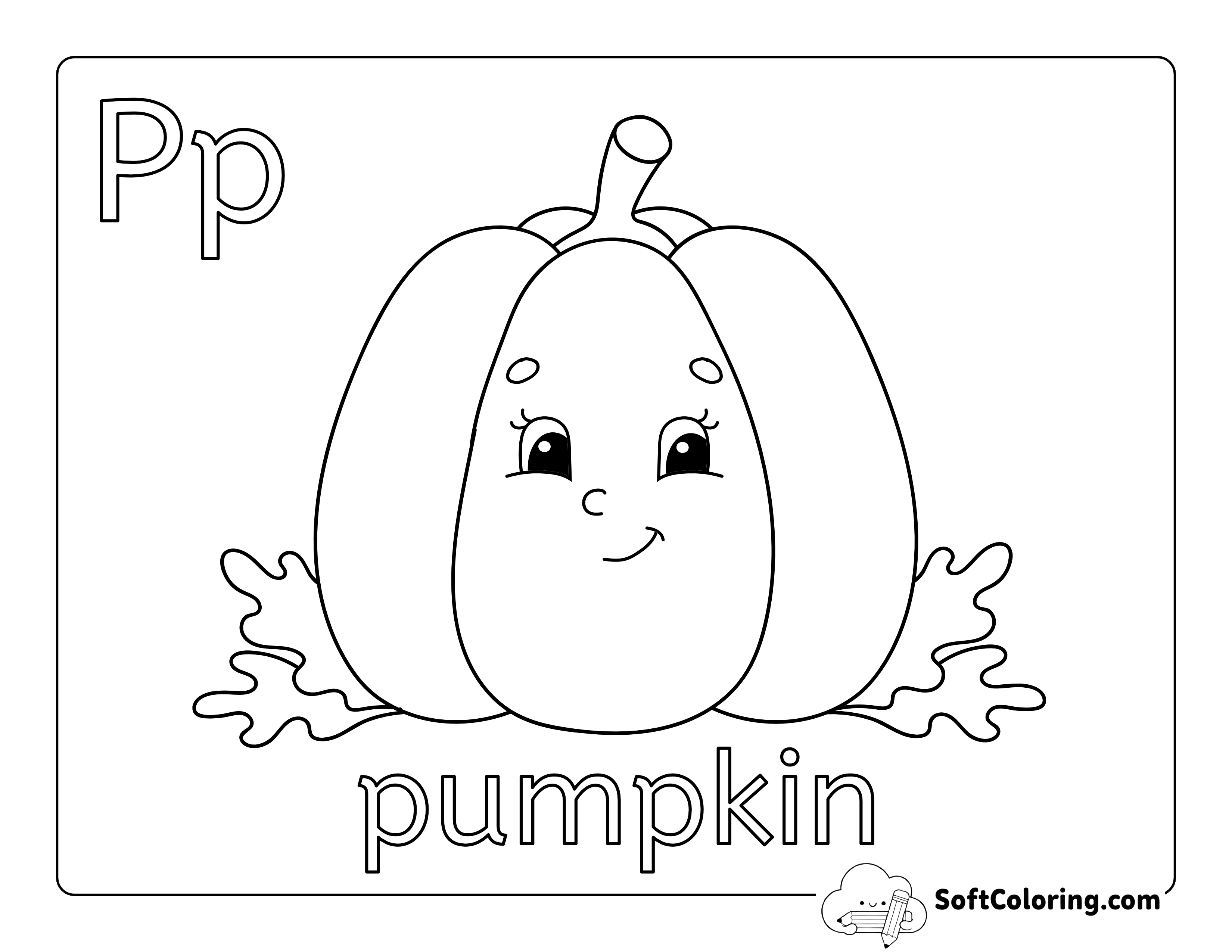 "P is for Pumpkin" Preschooler Coloring Sheet