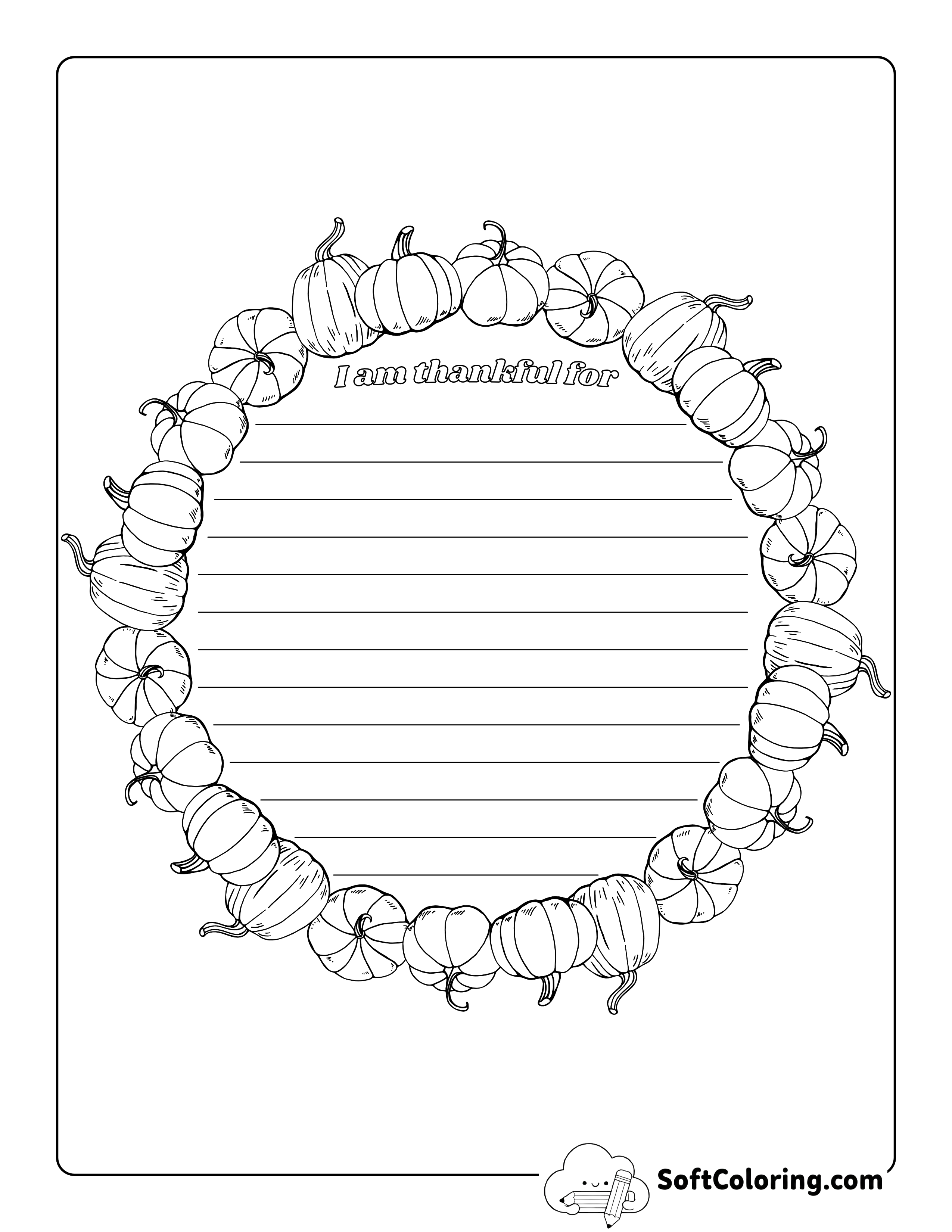 "I Am Thankful For" Printable With Mini Pumpkins Border