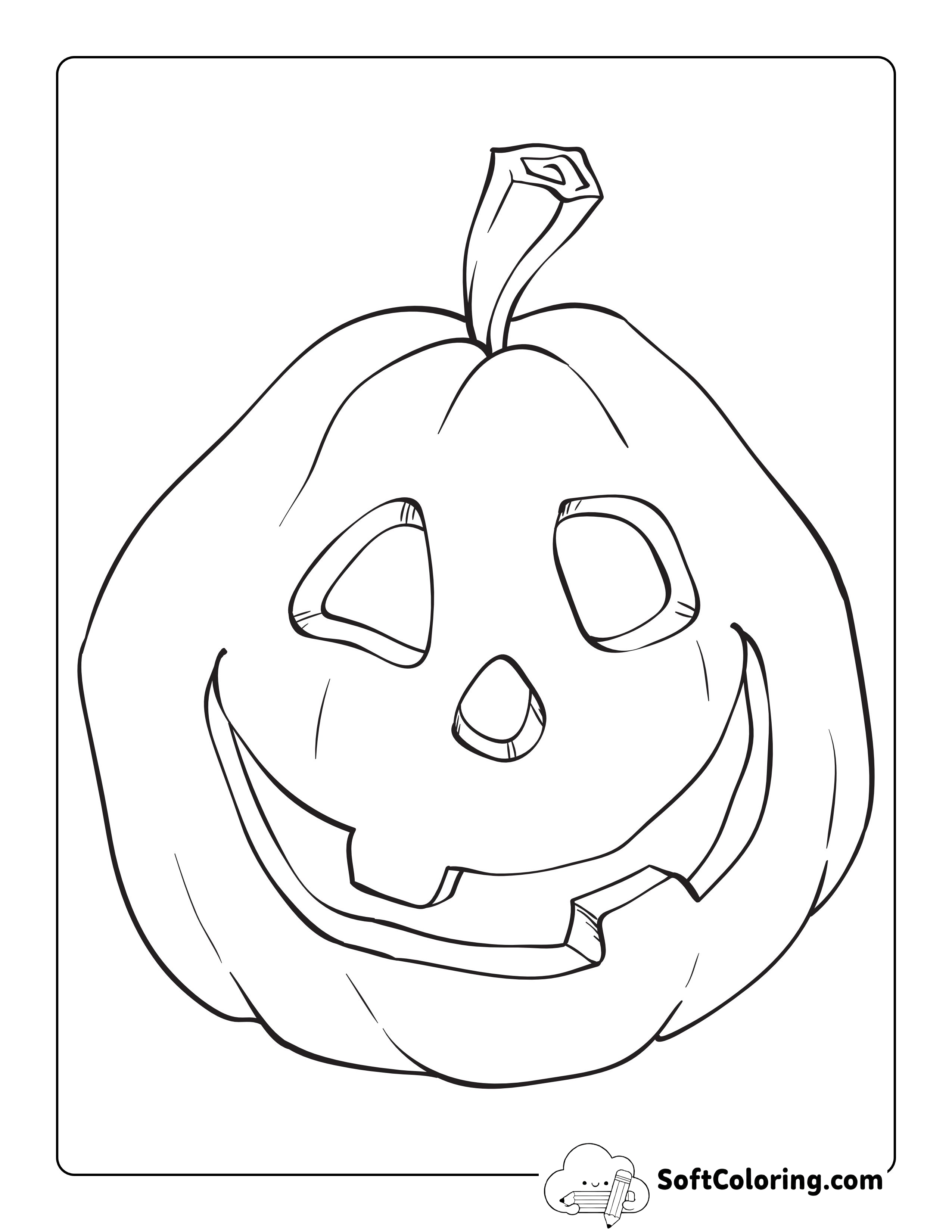 Happy Carved Pumpkin Outline To Color