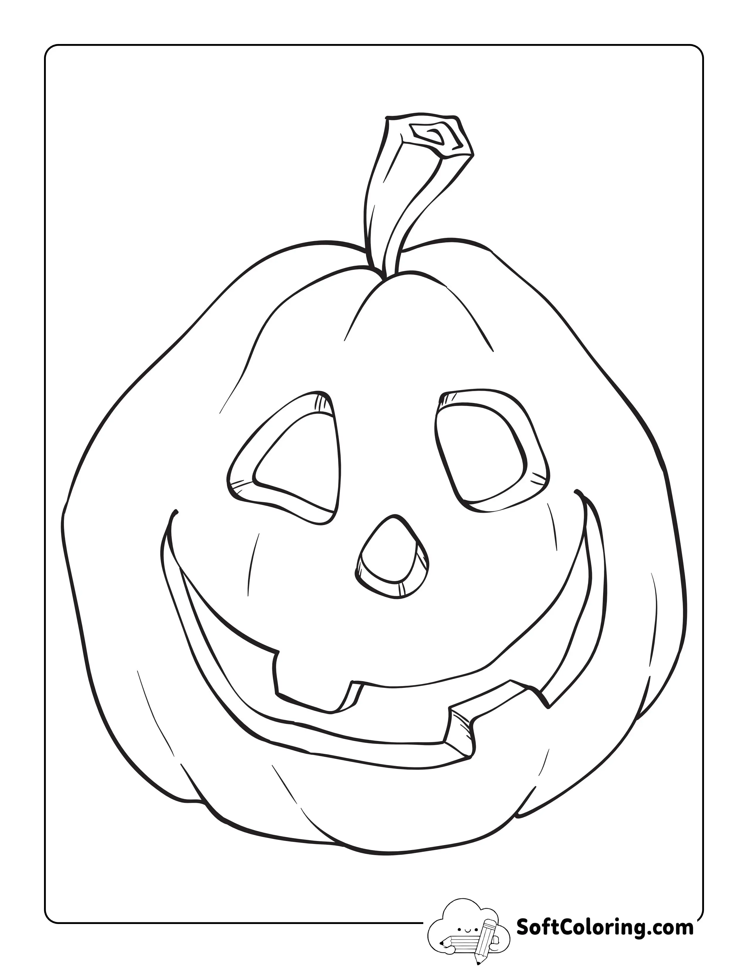 Happy Carved Pumpkin Outline To Color