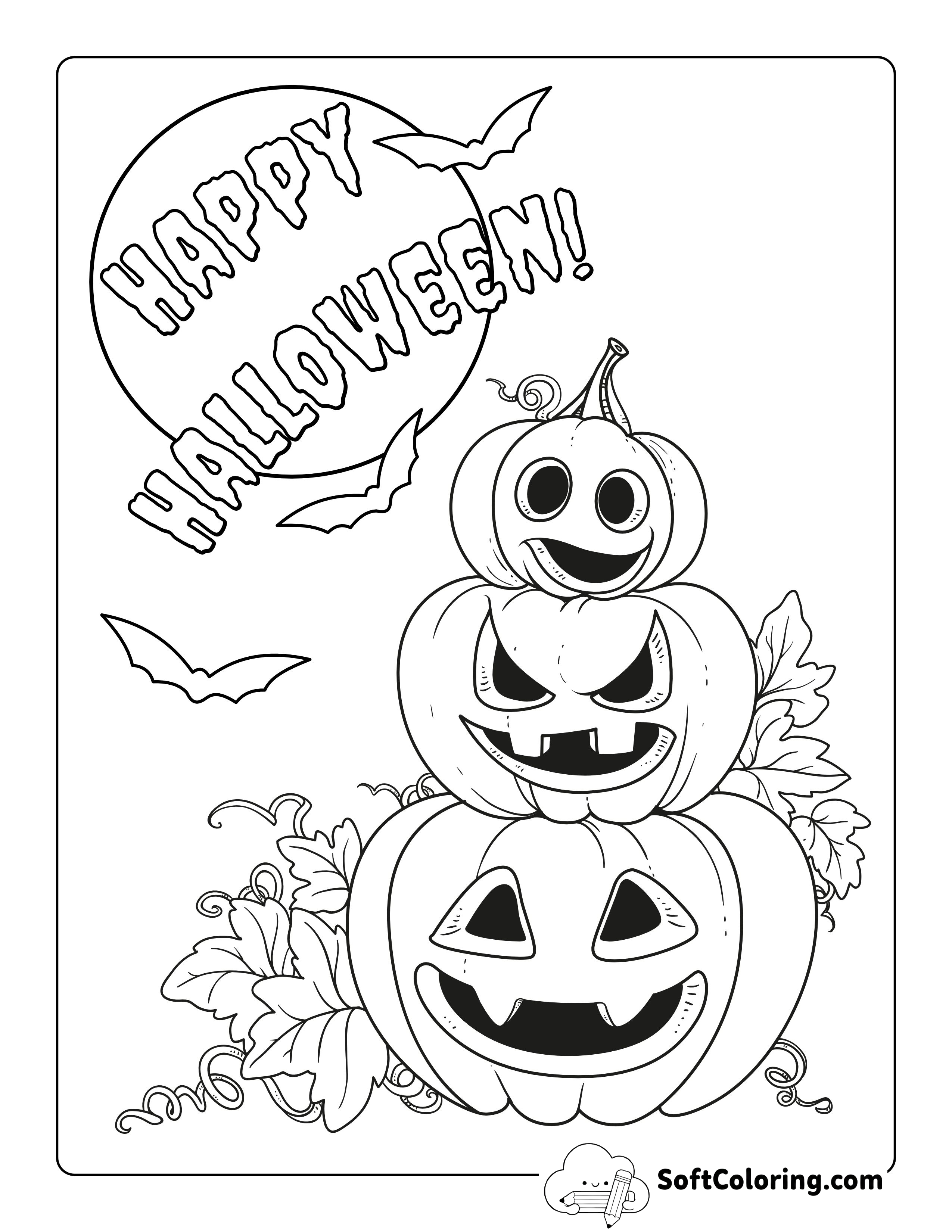 "Happy Halloween" Pumpkin Coloring Sheet