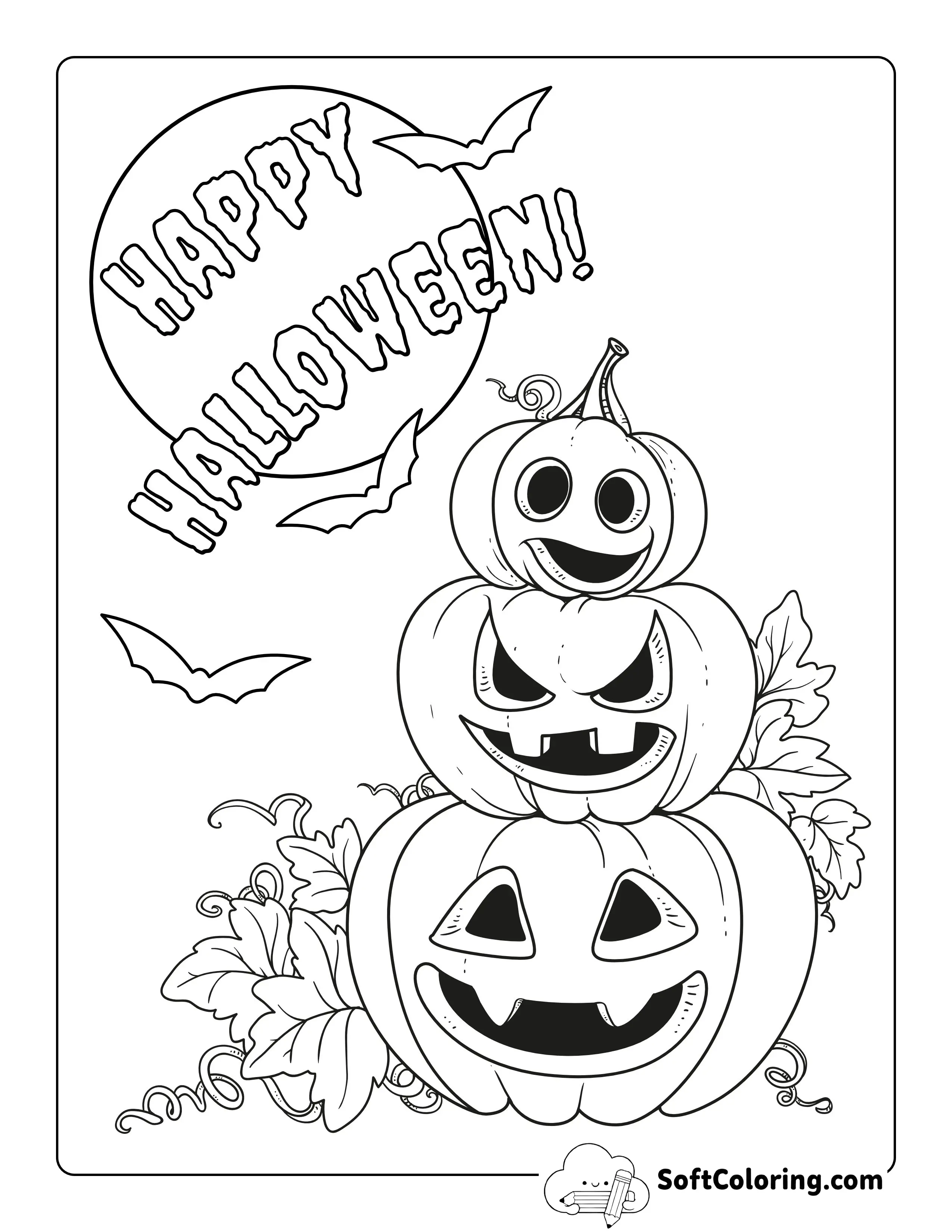 "Happy Halloween" Pumpkin Coloring Sheet